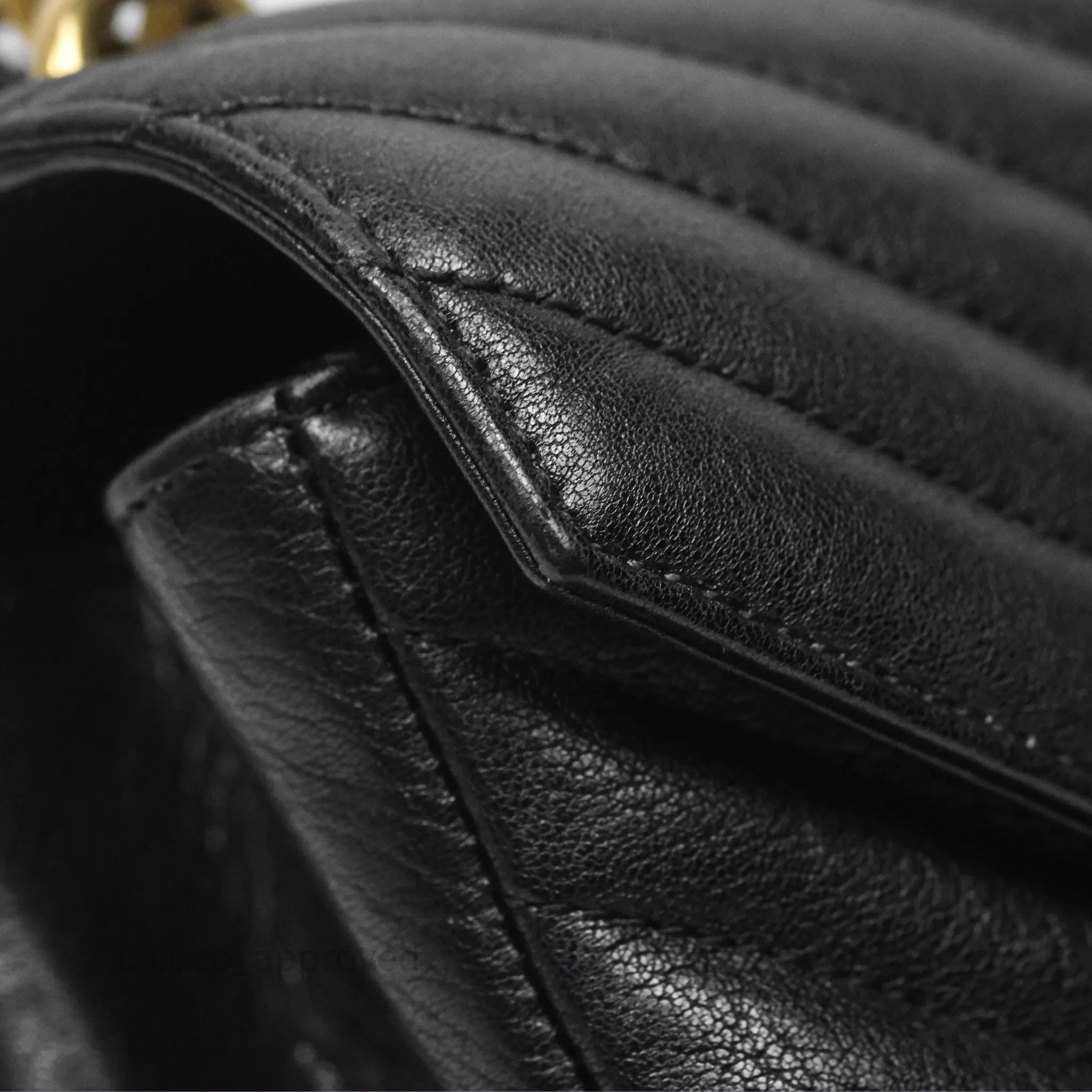 Saint Laurent Chevron Medium College Black Chain Bag Gold Hardware