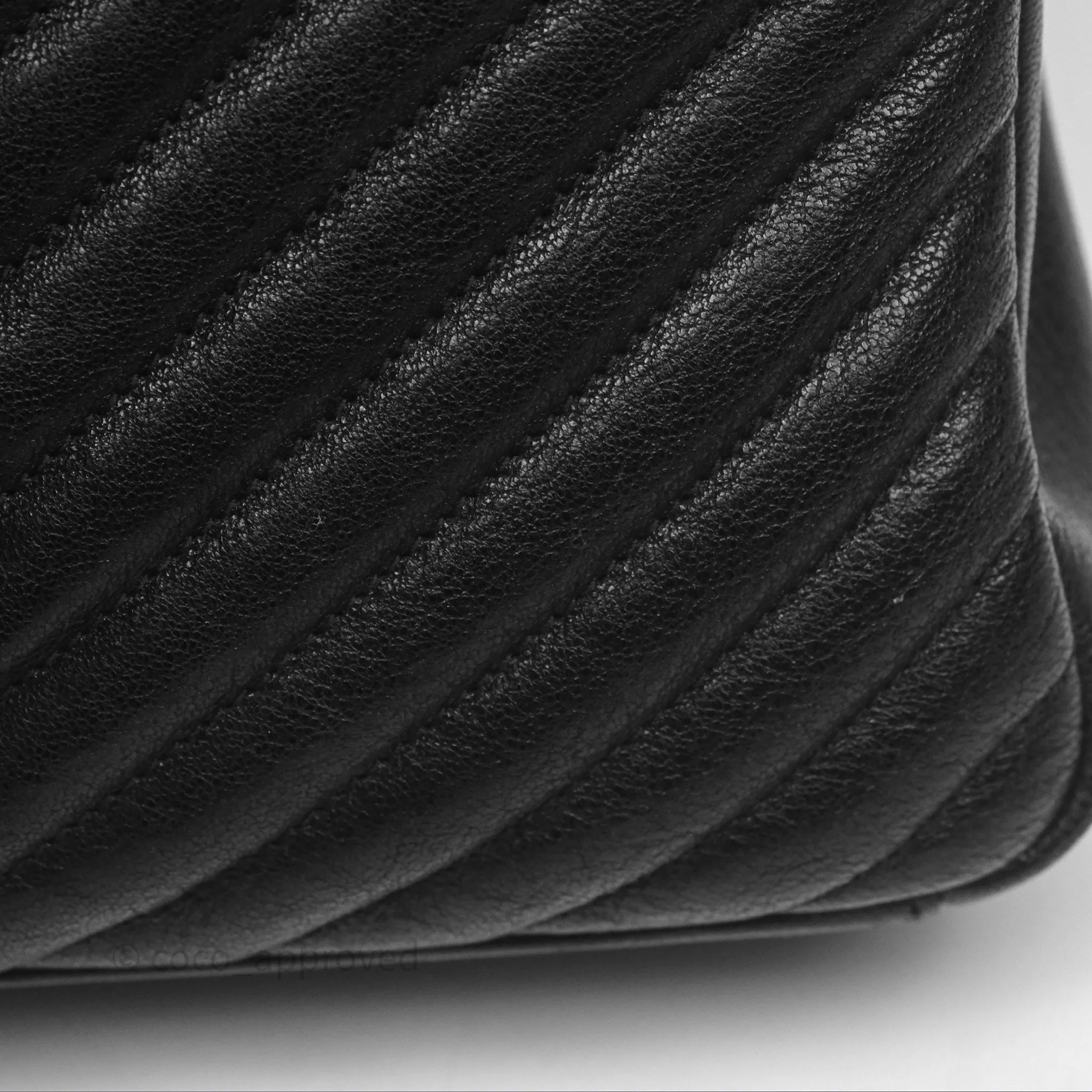 Saint Laurent Chevron Medium College Black Chain Bag Gold Hardware