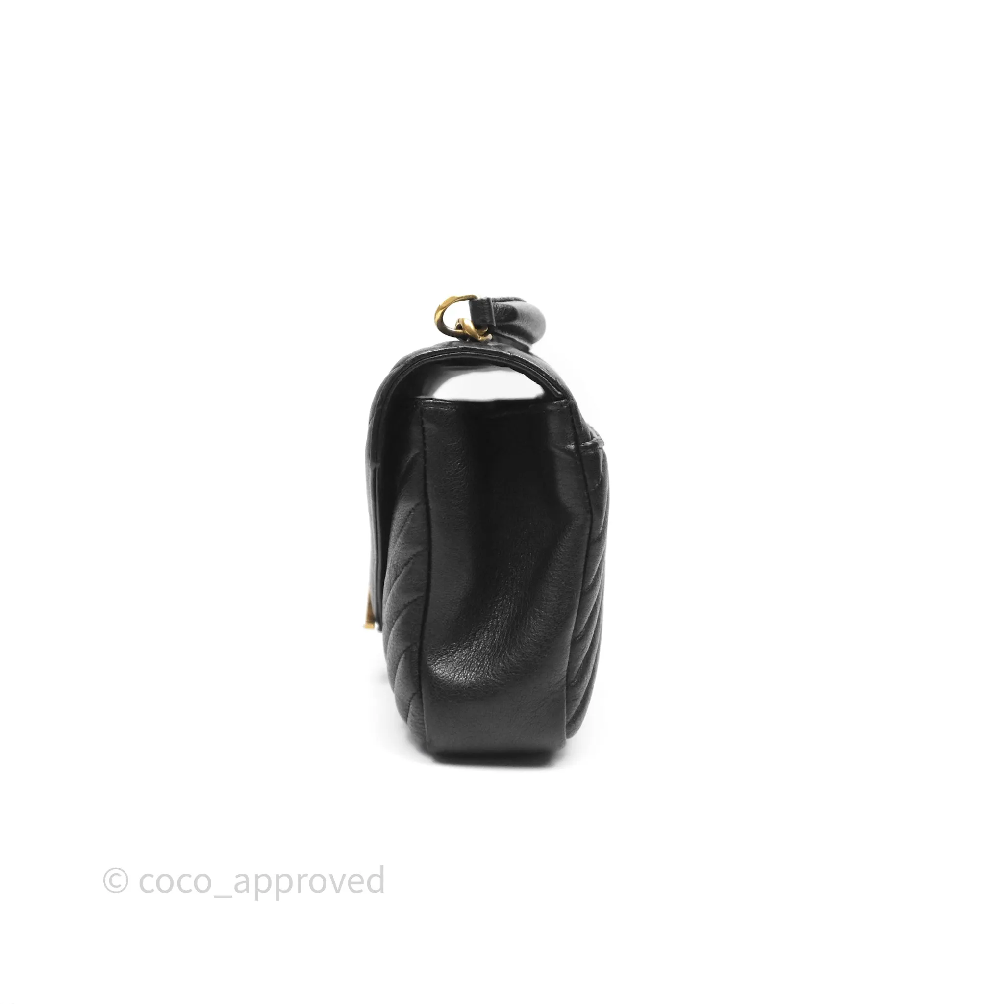 Saint Laurent Chevron Medium College Black Chain Bag Gold Hardware