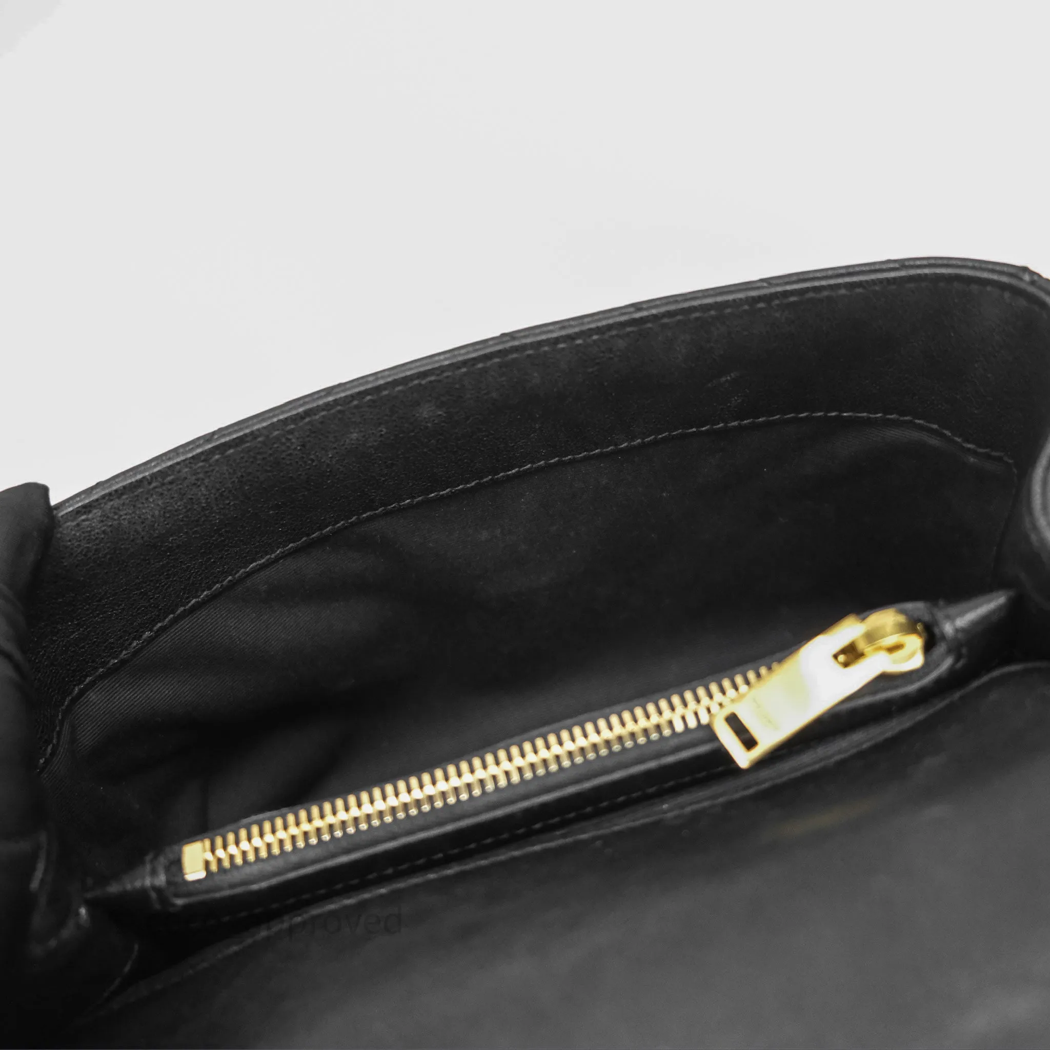 Saint Laurent Chevron Medium College Black Chain Bag Gold Hardware