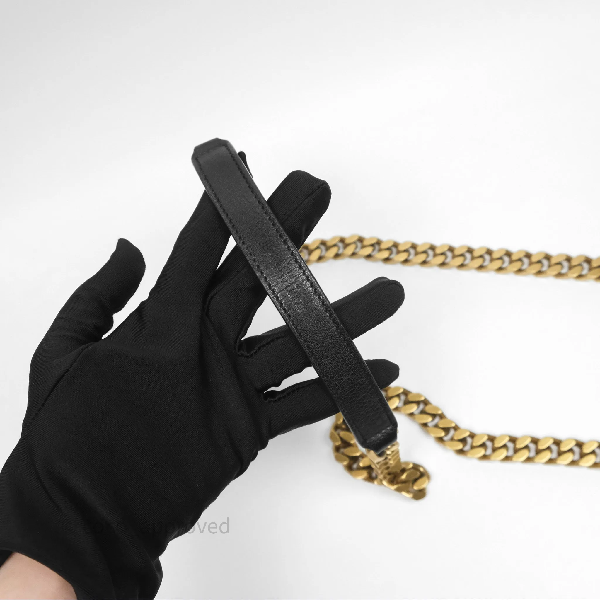 Saint Laurent Chevron Medium College Black Chain Bag Gold Hardware