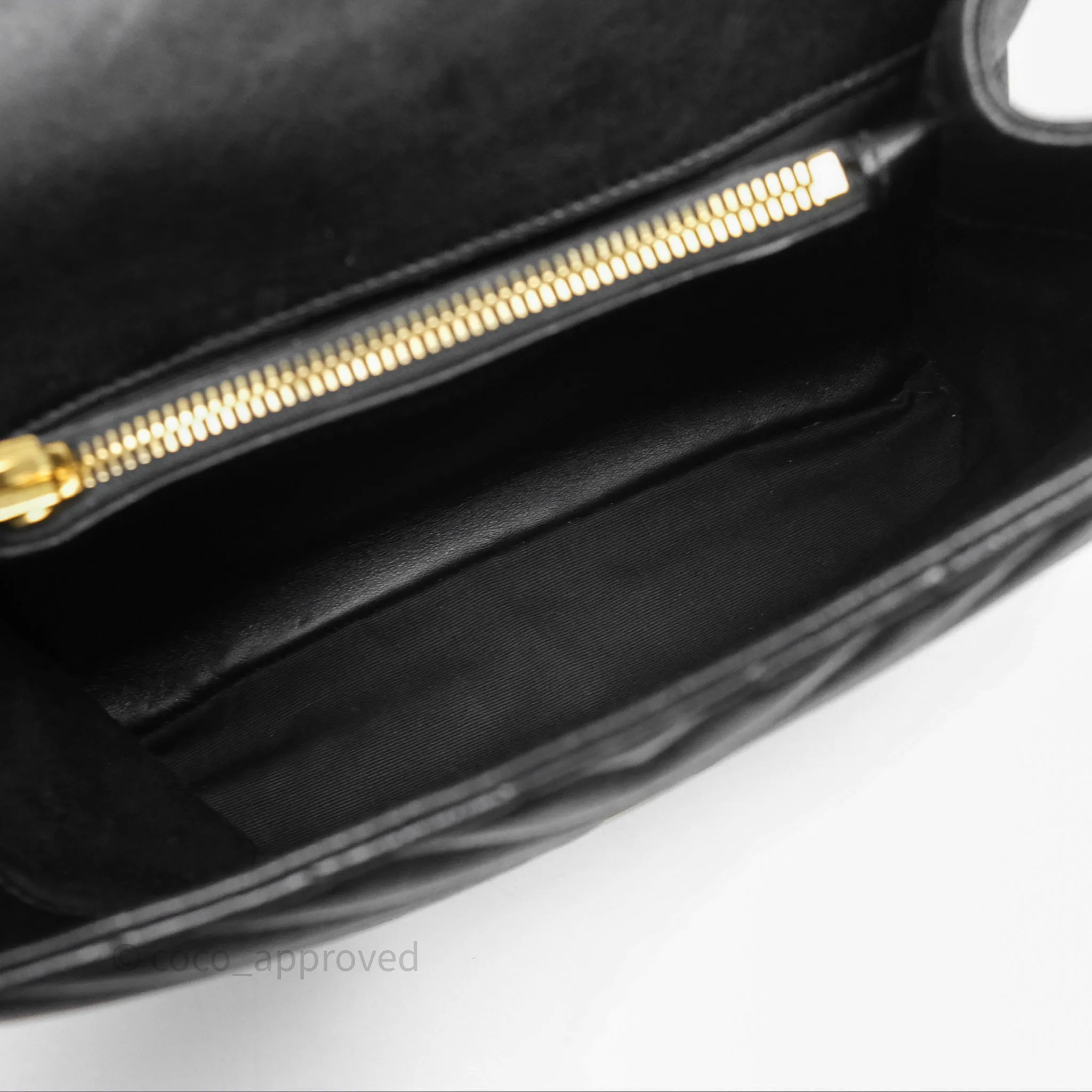 Saint Laurent Chevron Medium College Black Chain Bag Gold Hardware