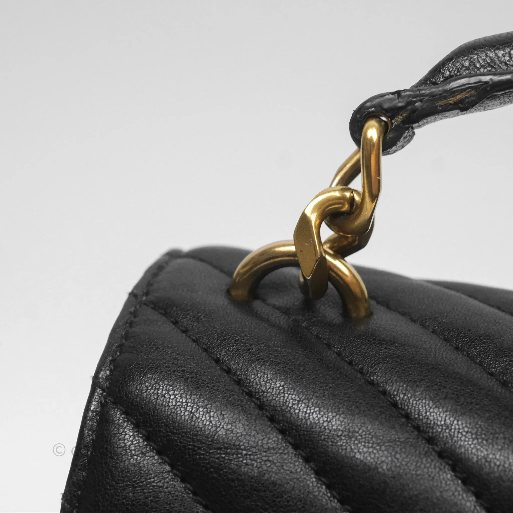Saint Laurent Chevron Medium College Black Chain Bag Gold Hardware