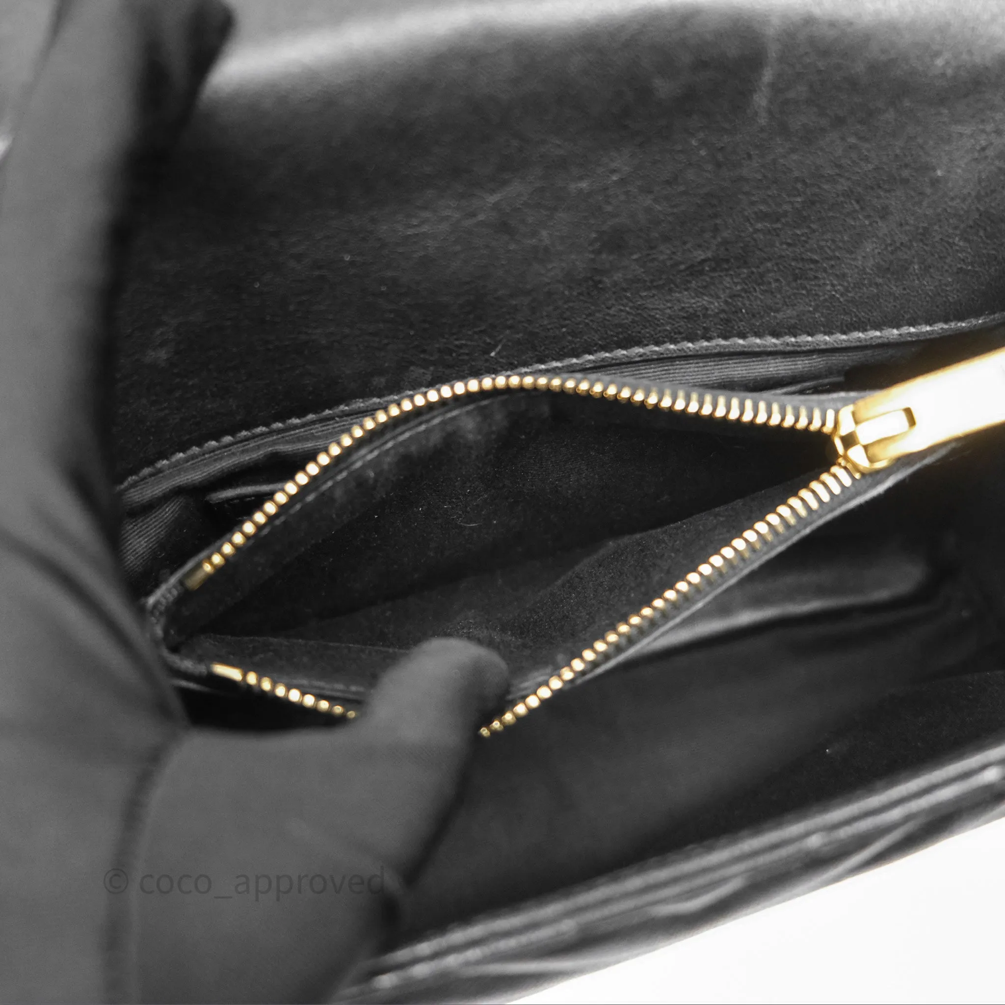 Saint Laurent Chevron Medium College Black Chain Bag Gold Hardware