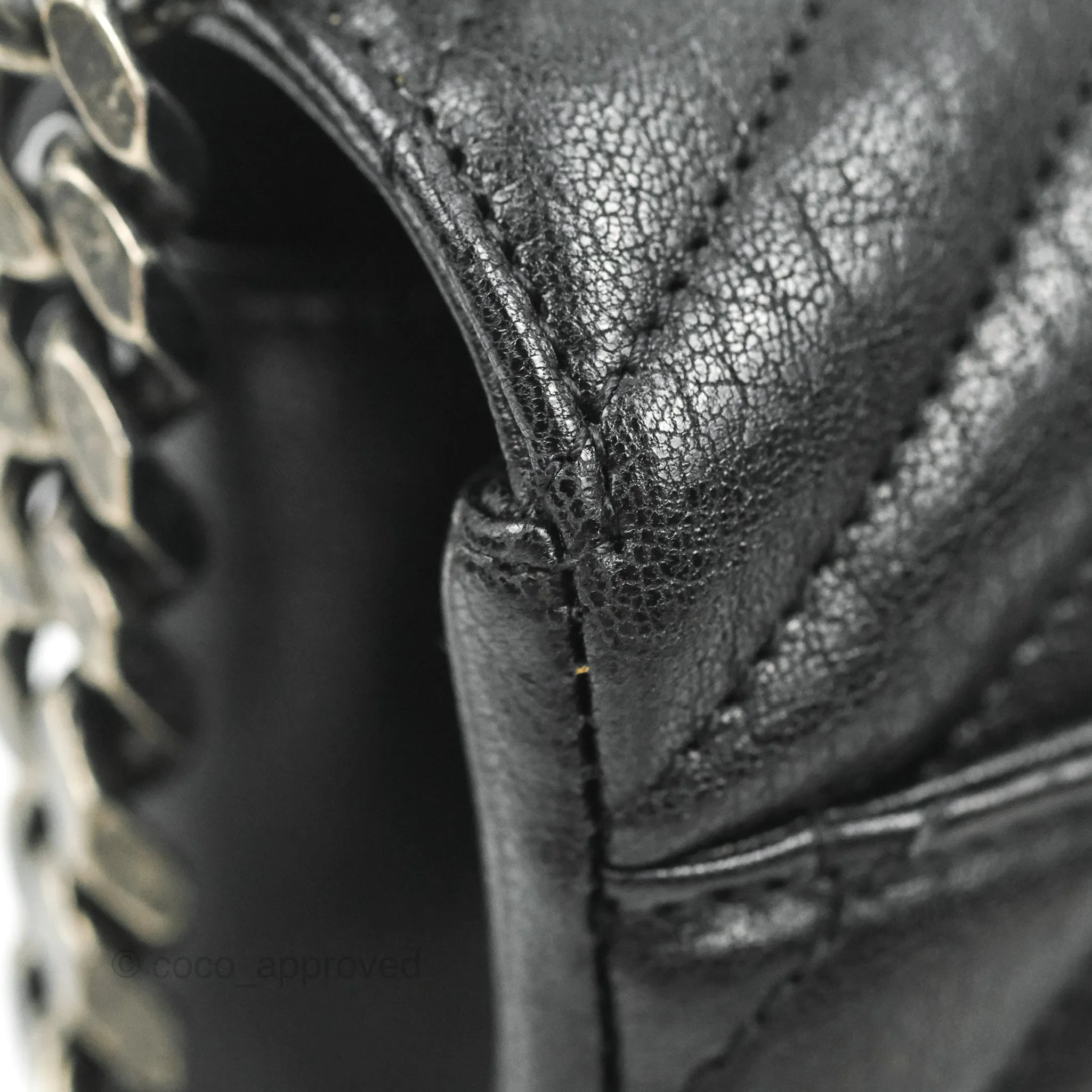 Saint Laurent Chevron Medium College Black Chain Bag Ruthenium Hardware