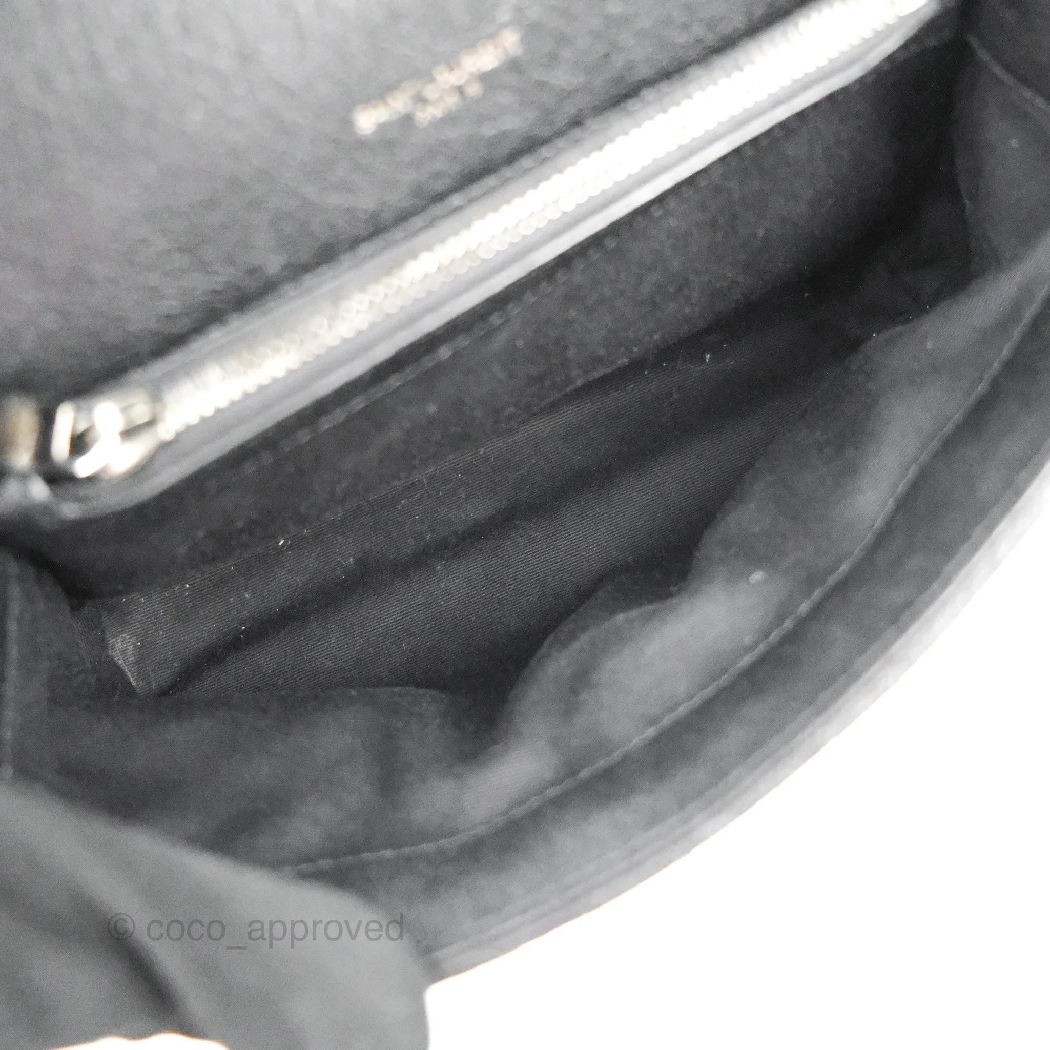 Saint Laurent Chevron Medium College Black Chain Bag Ruthenium Hardware