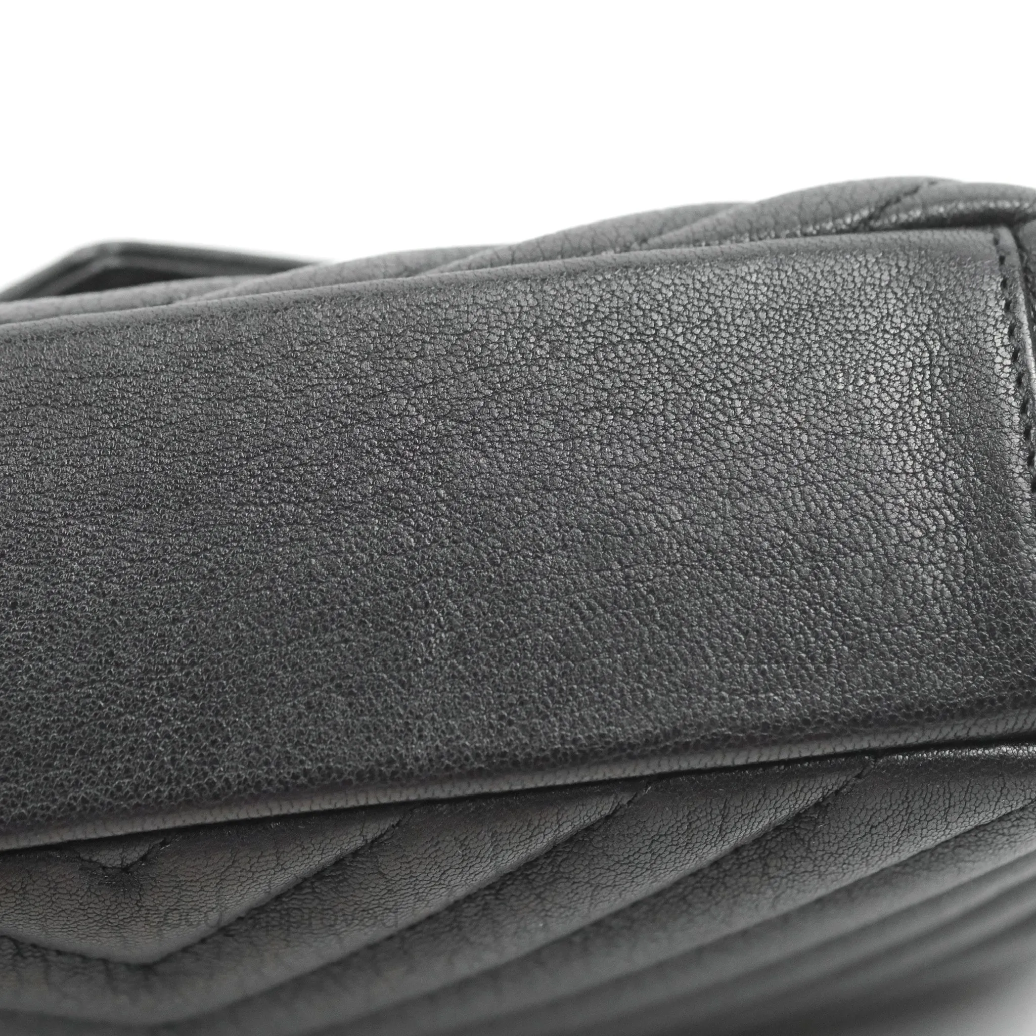 Saint Laurent Chevron Medium College Black Chain Bag Ruthenium Hardware