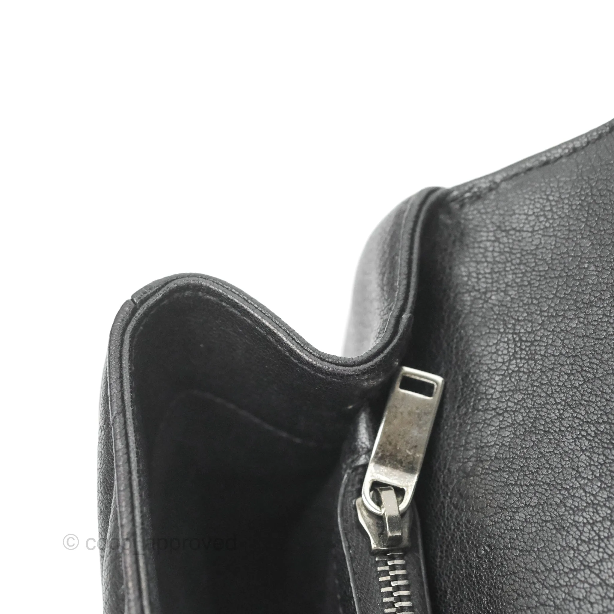 Saint Laurent Chevron Medium College Black Chain Bag Ruthenium Hardware