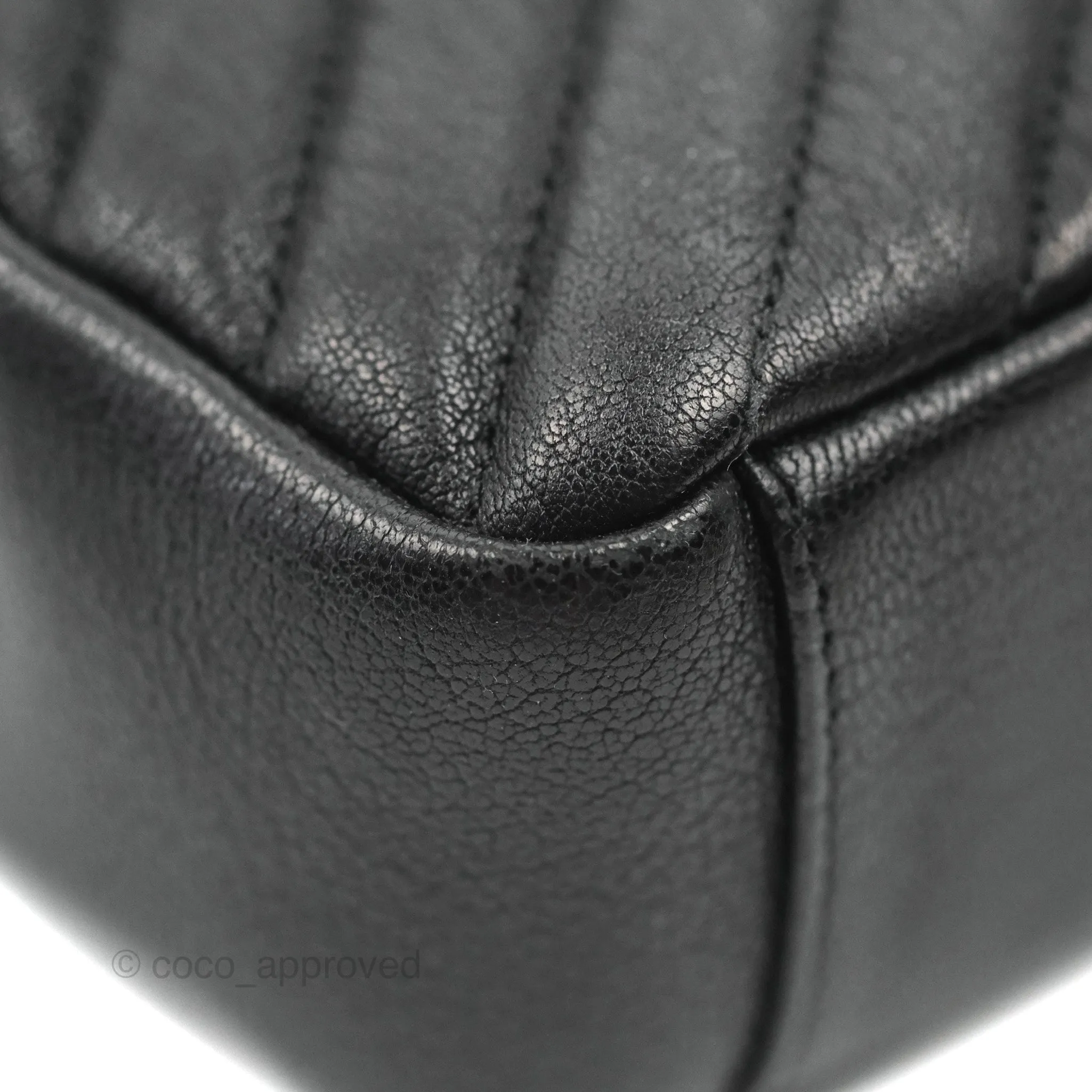 Saint Laurent Chevron Medium College Black Chain Bag Ruthenium Hardware