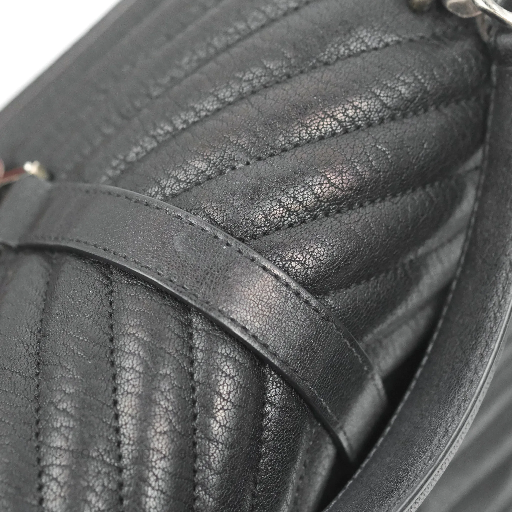 Saint Laurent Chevron Medium College Black Chain Bag Ruthenium Hardware