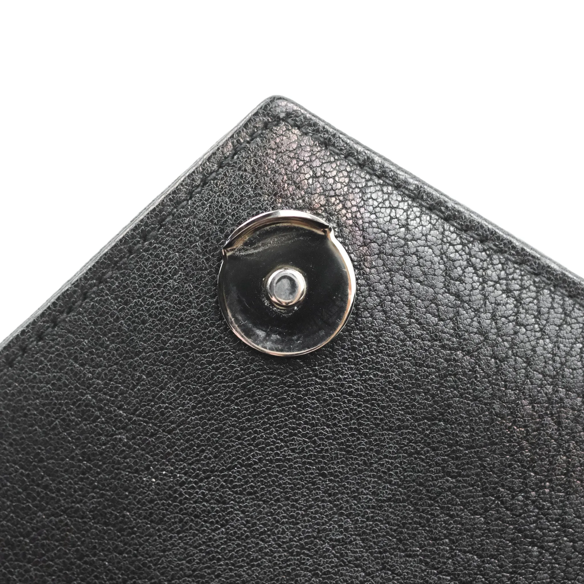 Saint Laurent Chevron Medium College Black Chain Bag Ruthenium Hardware