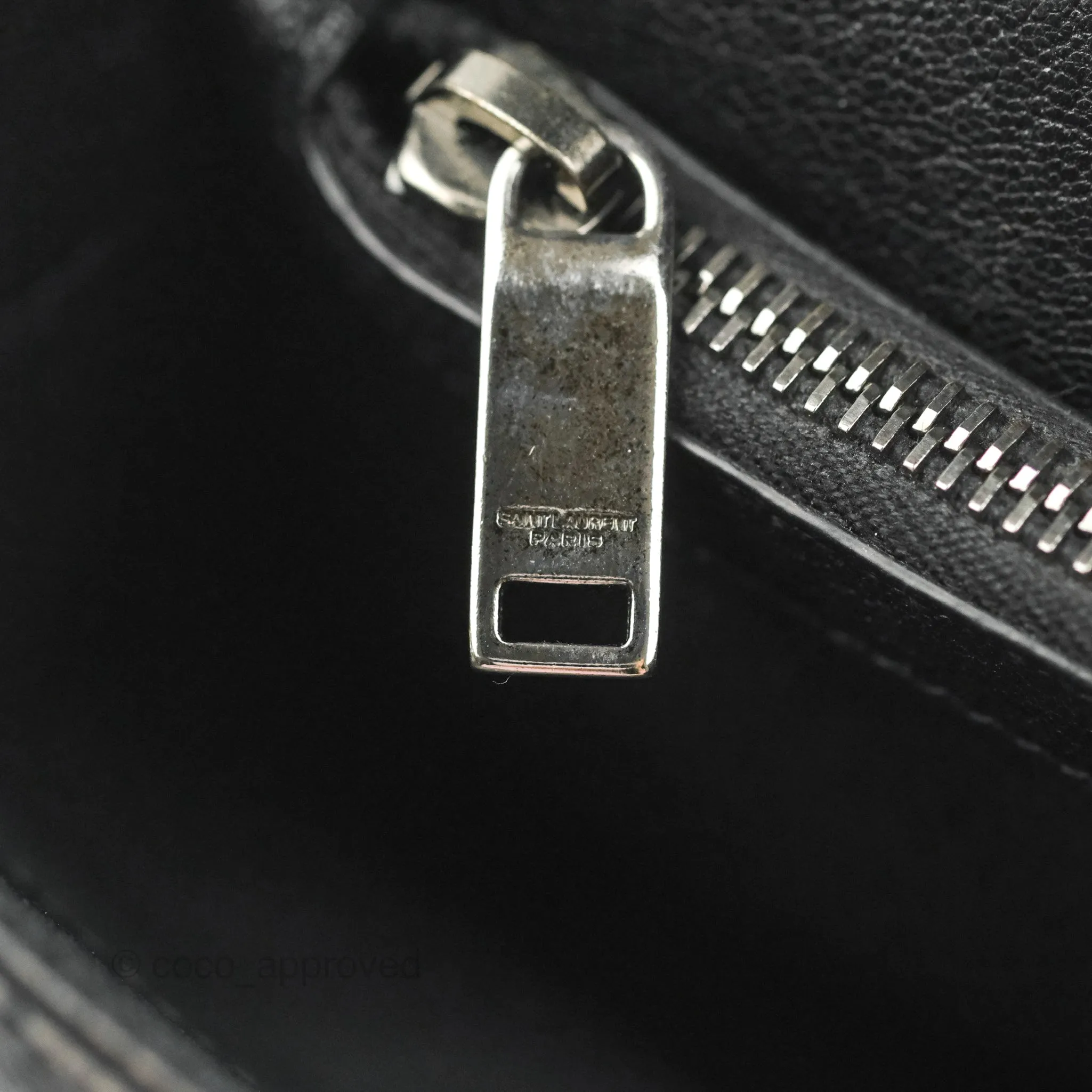 Saint Laurent Chevron Medium College Black Chain Bag Ruthenium Hardware