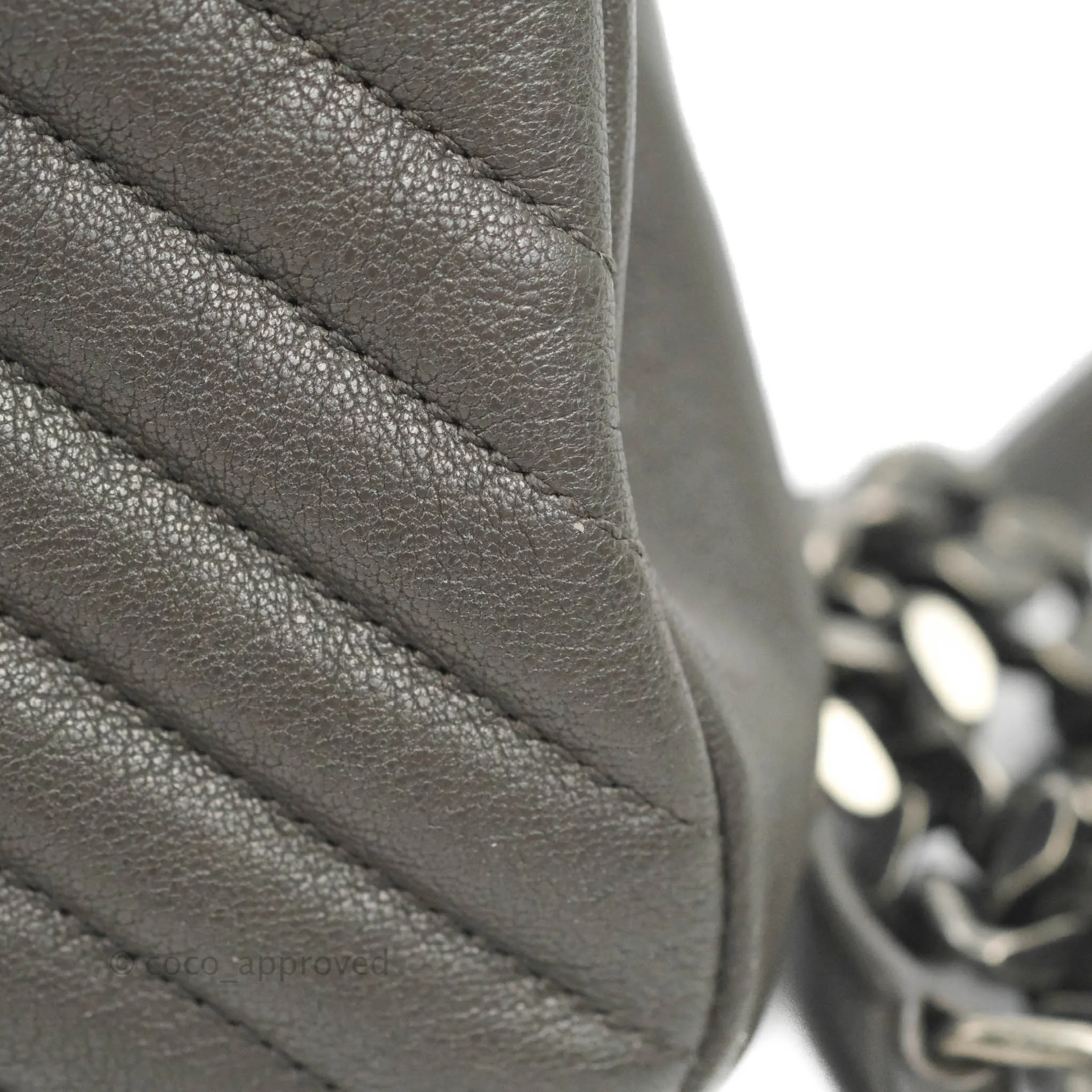 Saint Laurent Chevron Medium College Grey Chain Bag Ruthenium Hardware