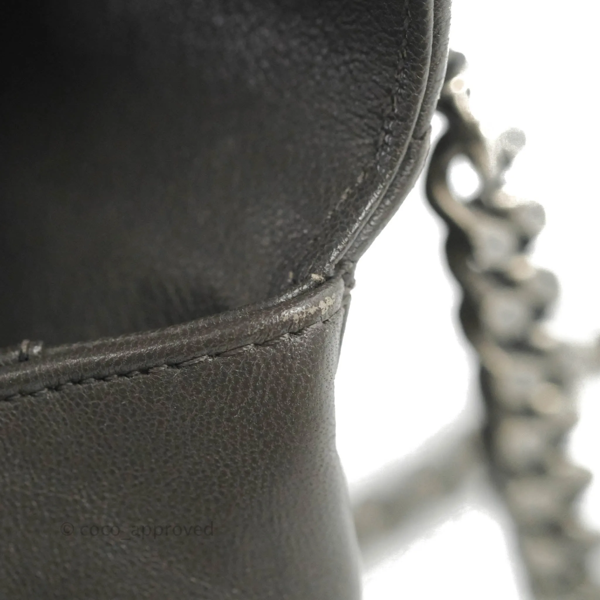 Saint Laurent Chevron Medium College Grey Chain Bag Ruthenium Hardware