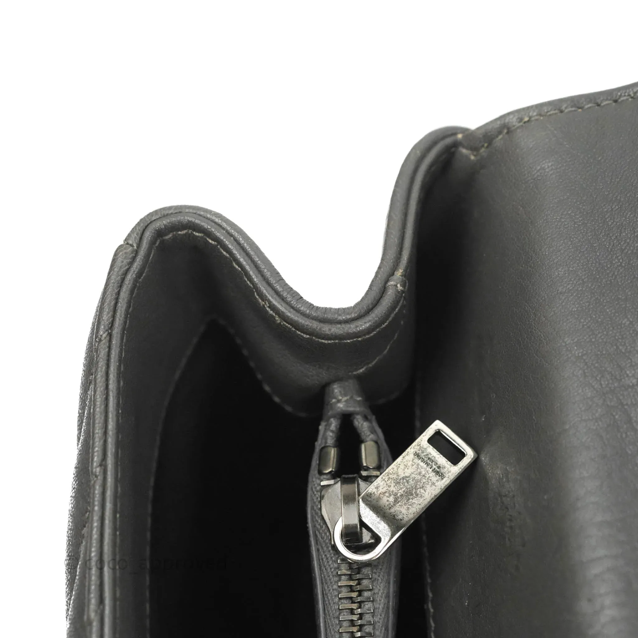 Saint Laurent Chevron Medium College Grey Chain Bag Ruthenium Hardware