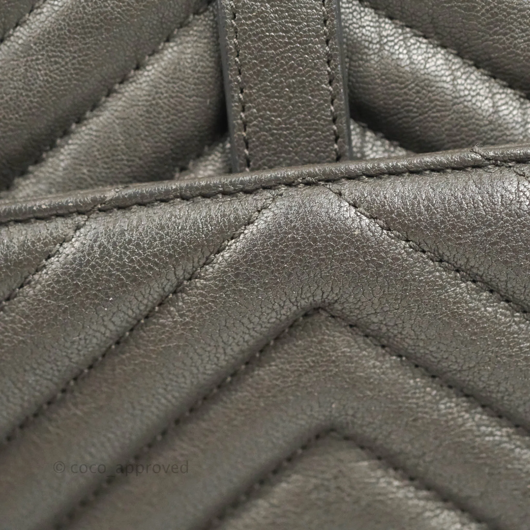 Saint Laurent Chevron Medium College Grey Chain Bag Ruthenium Hardware