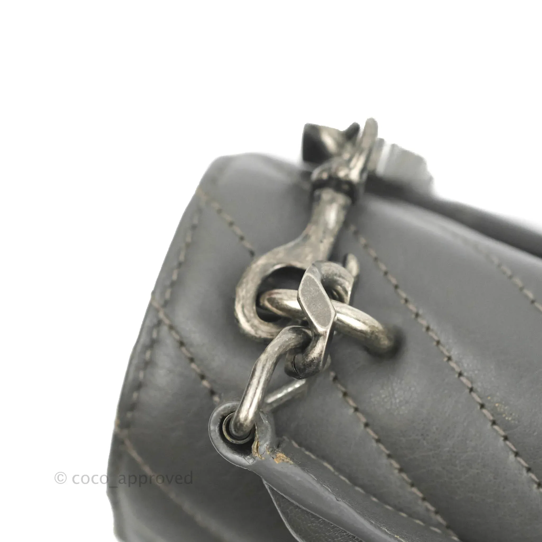 Saint Laurent Chevron Medium College Grey Chain Bag Ruthenium Hardware