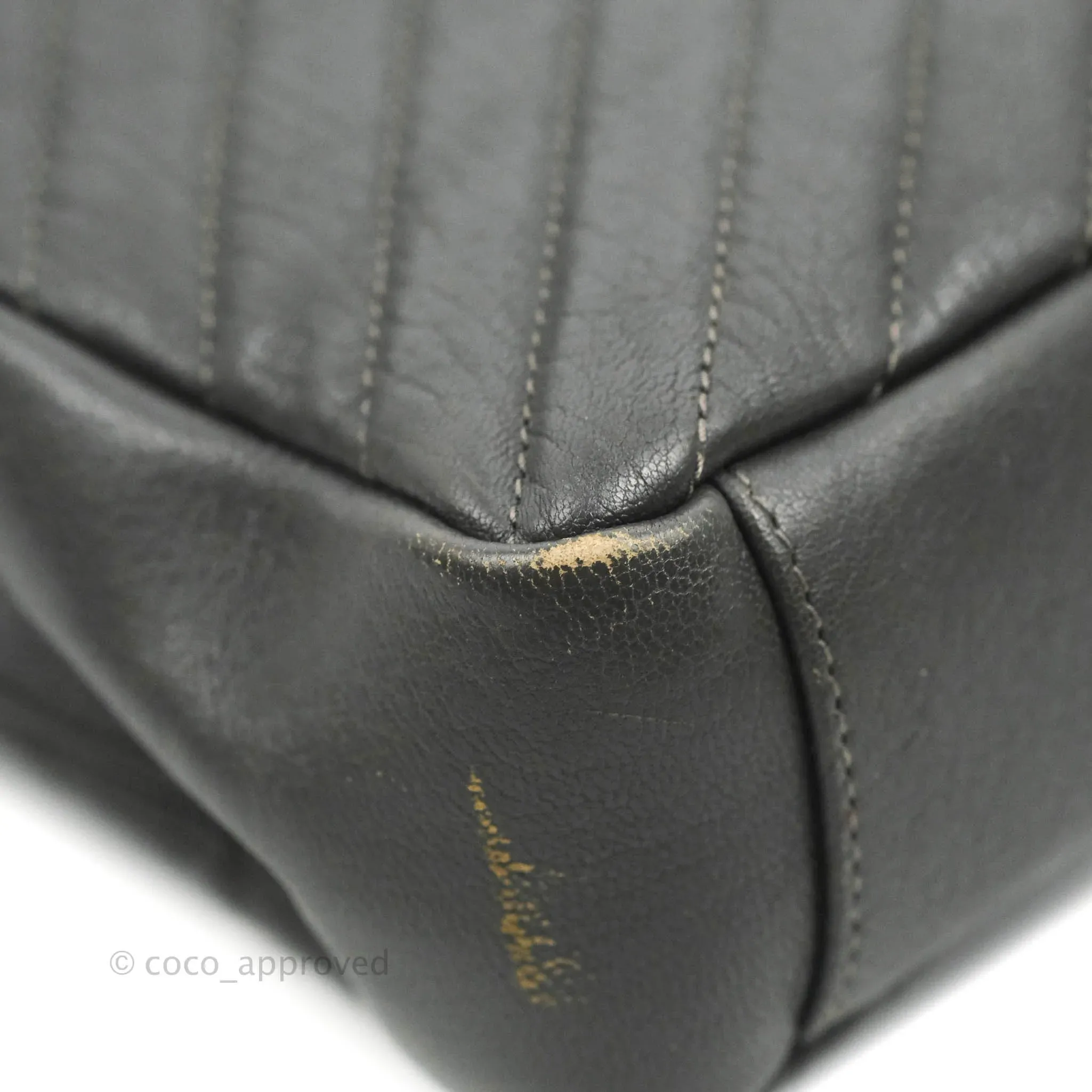 Saint Laurent Chevron Medium College Grey Chain Bag Ruthenium Hardware