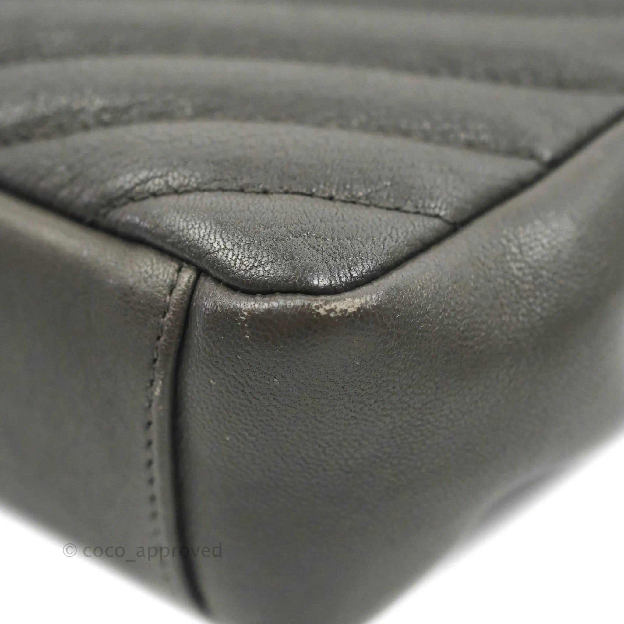 Saint Laurent Chevron Medium College Grey Chain Bag Ruthenium Hardware