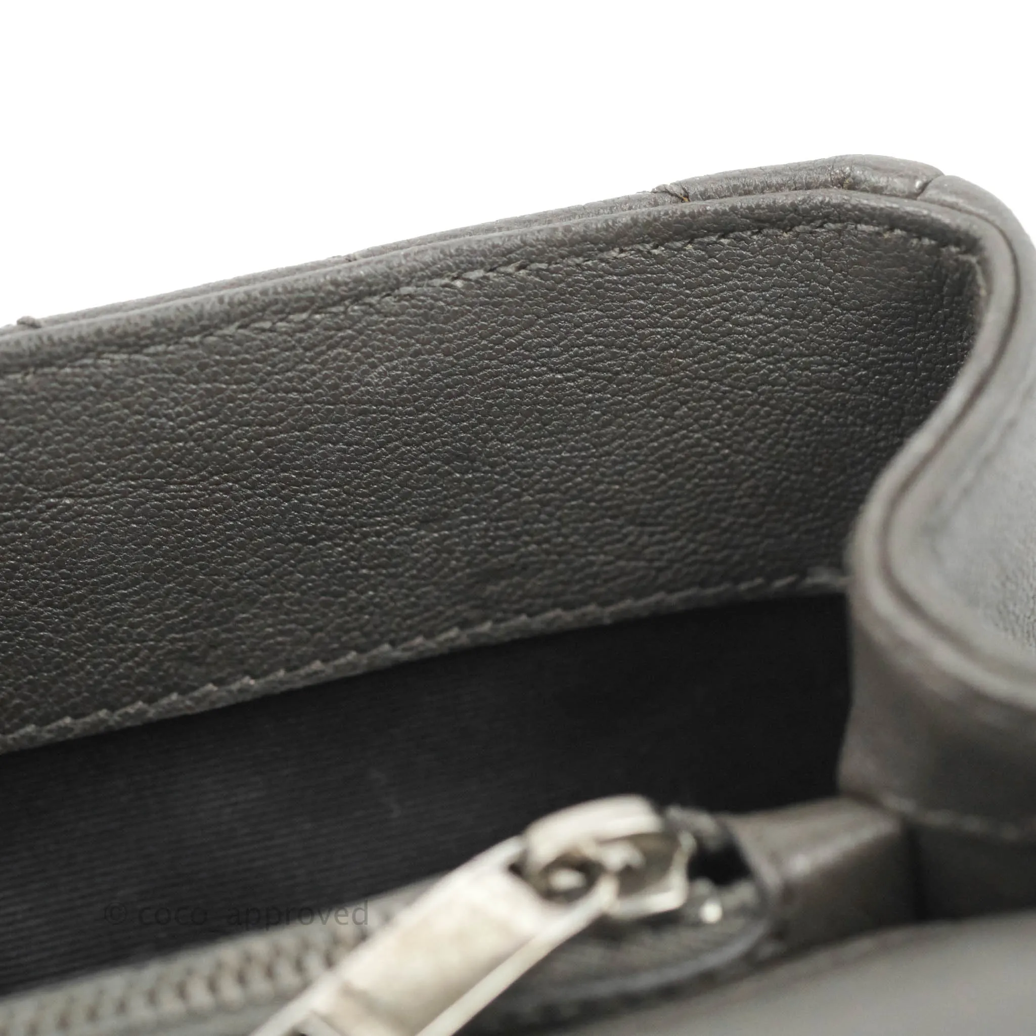 Saint Laurent Chevron Medium College Grey Chain Bag Ruthenium Hardware