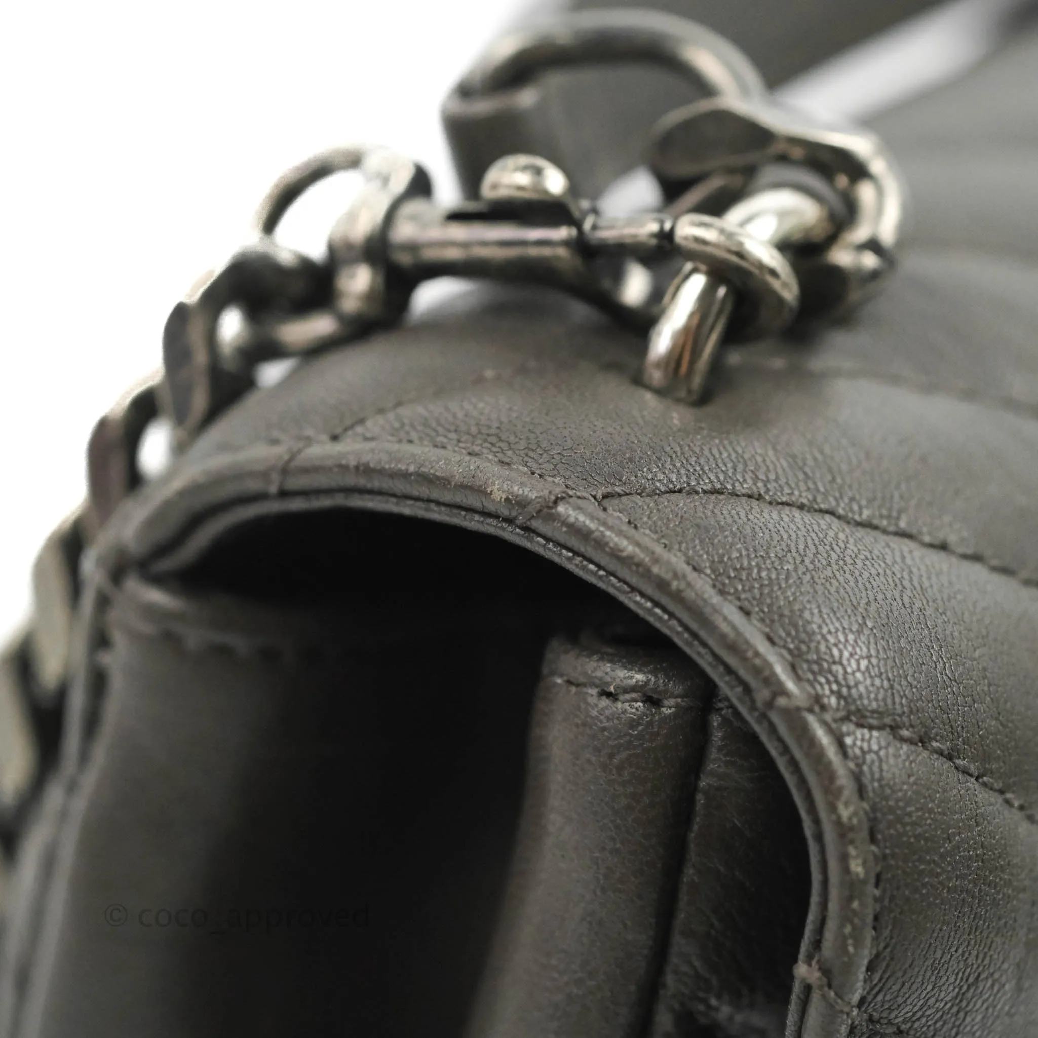 Saint Laurent Chevron Medium College Grey Chain Bag Ruthenium Hardware