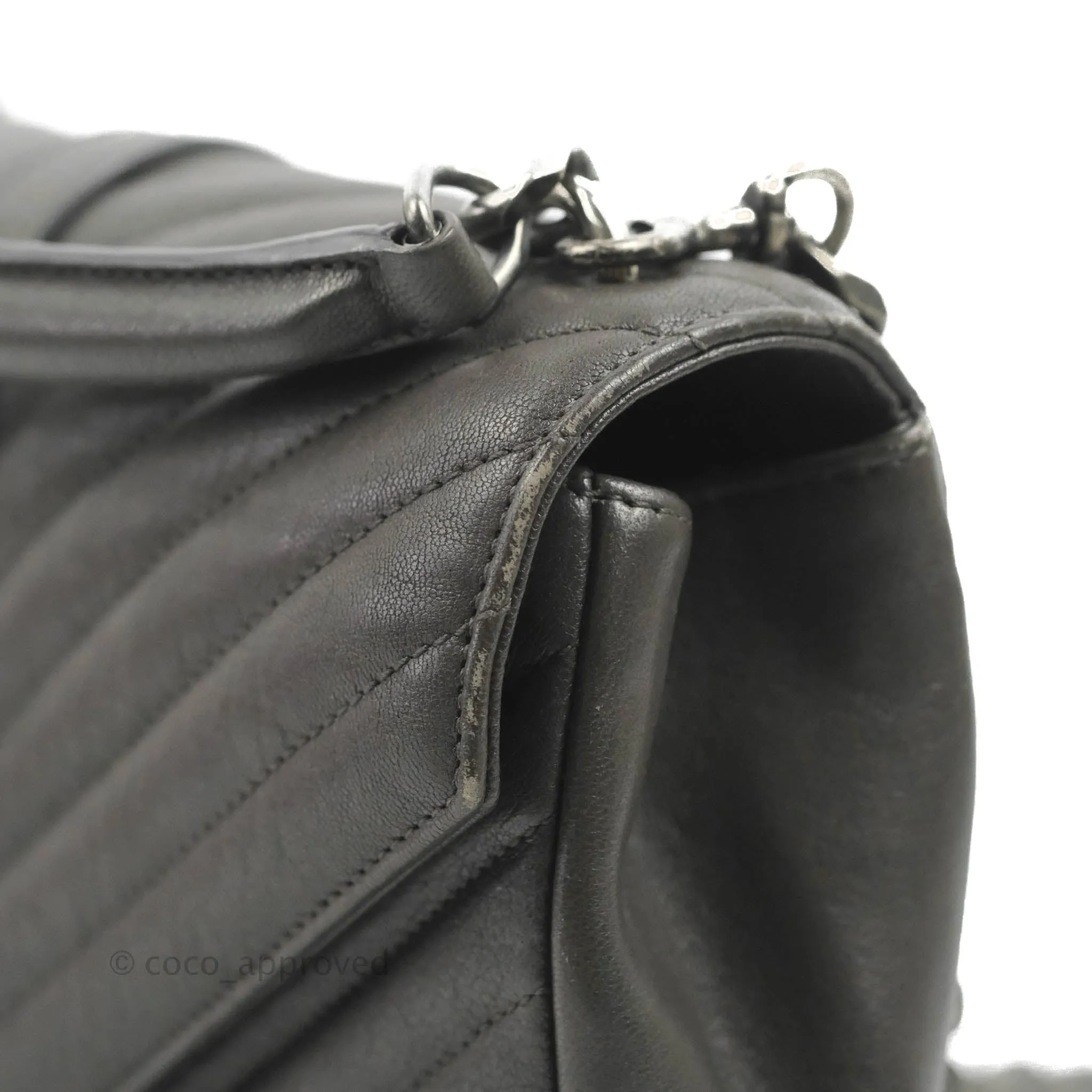 Saint Laurent Chevron Medium College Grey Chain Bag Ruthenium Hardware