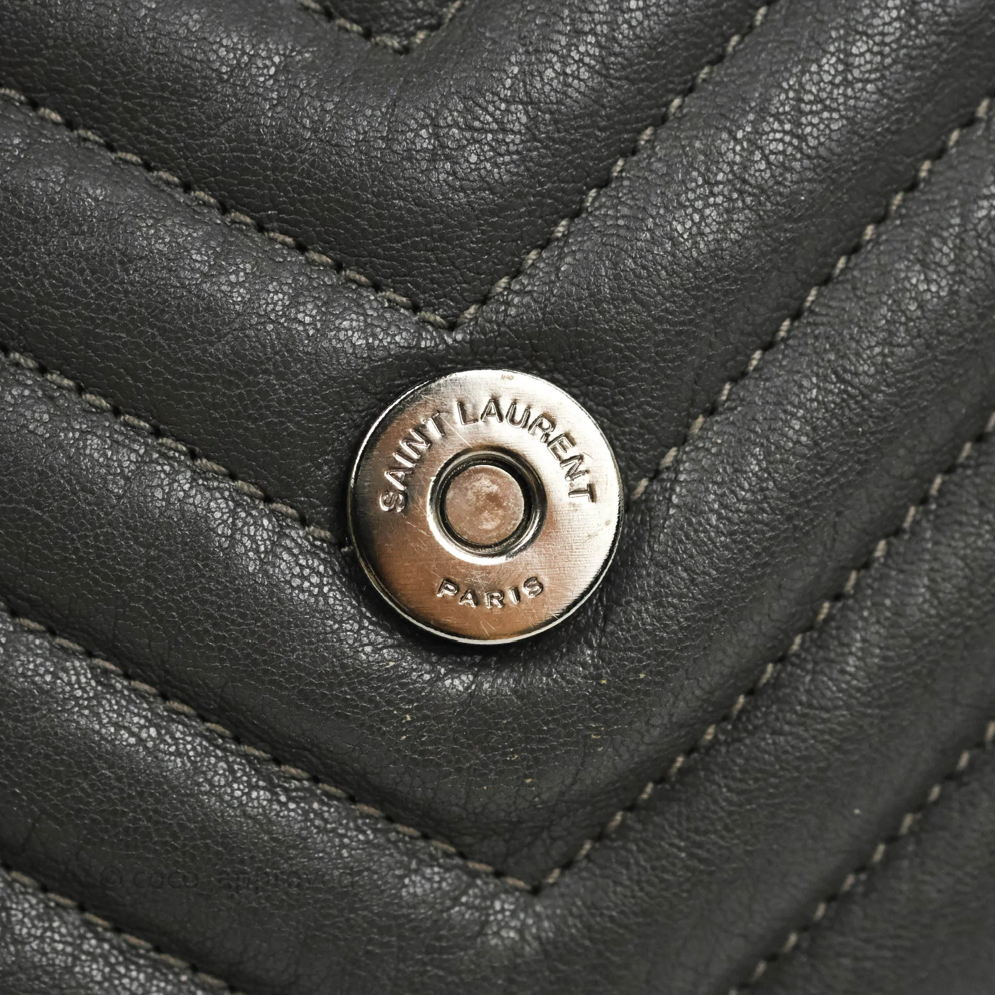 Saint Laurent Chevron Medium College Grey Chain Bag Ruthenium Hardware