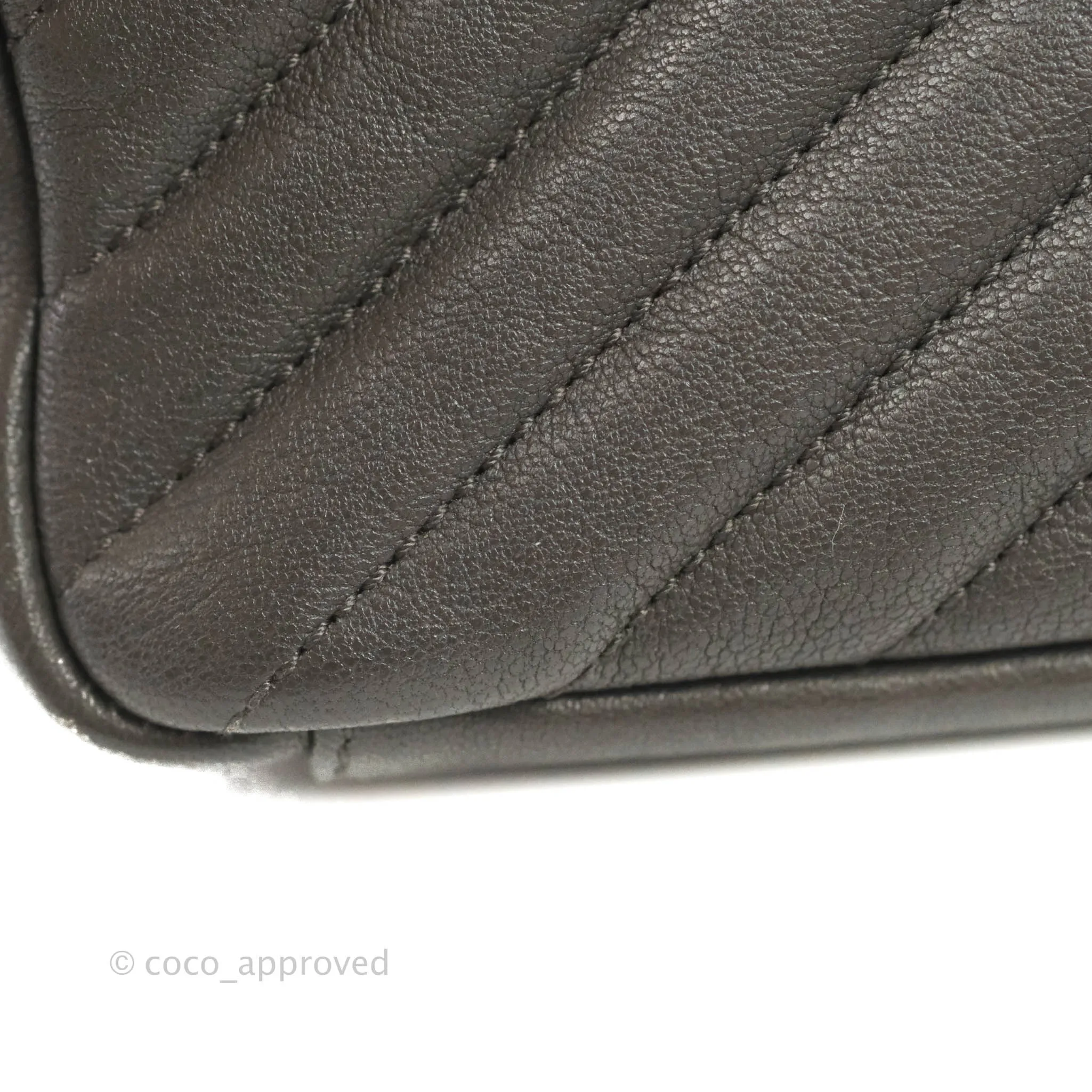 Saint Laurent Chevron Medium College Grey Chain Bag Ruthenium Hardware