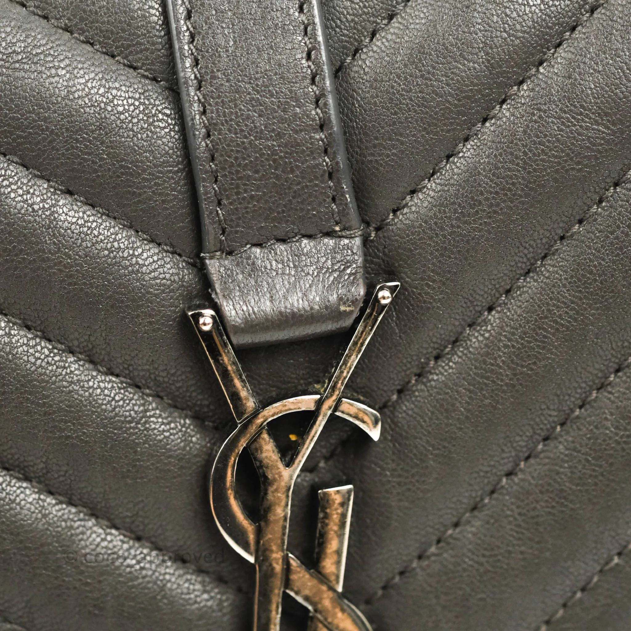 Saint Laurent Chevron Medium College Grey Chain Bag Ruthenium Hardware