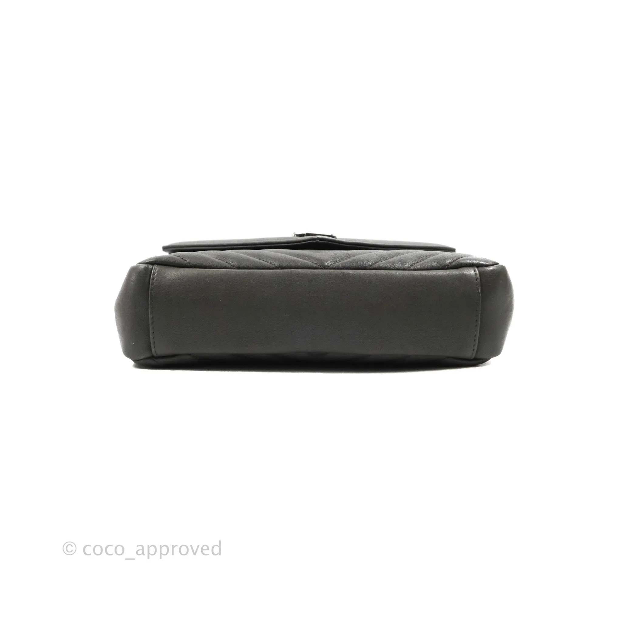 Saint Laurent Chevron Medium College Grey Chain Bag Ruthenium Hardware