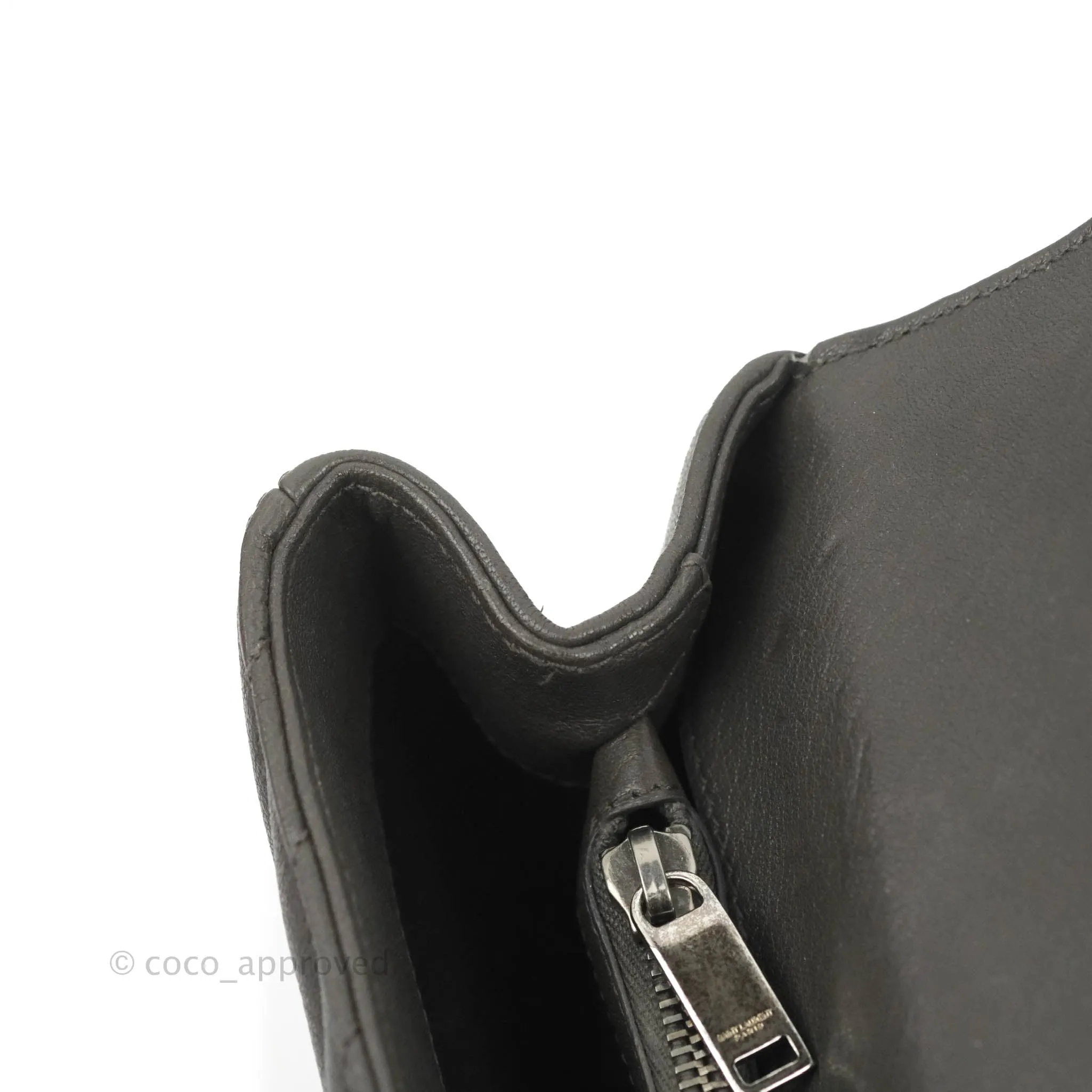 Saint Laurent Chevron Medium College Grey Chain Bag Ruthenium Hardware
