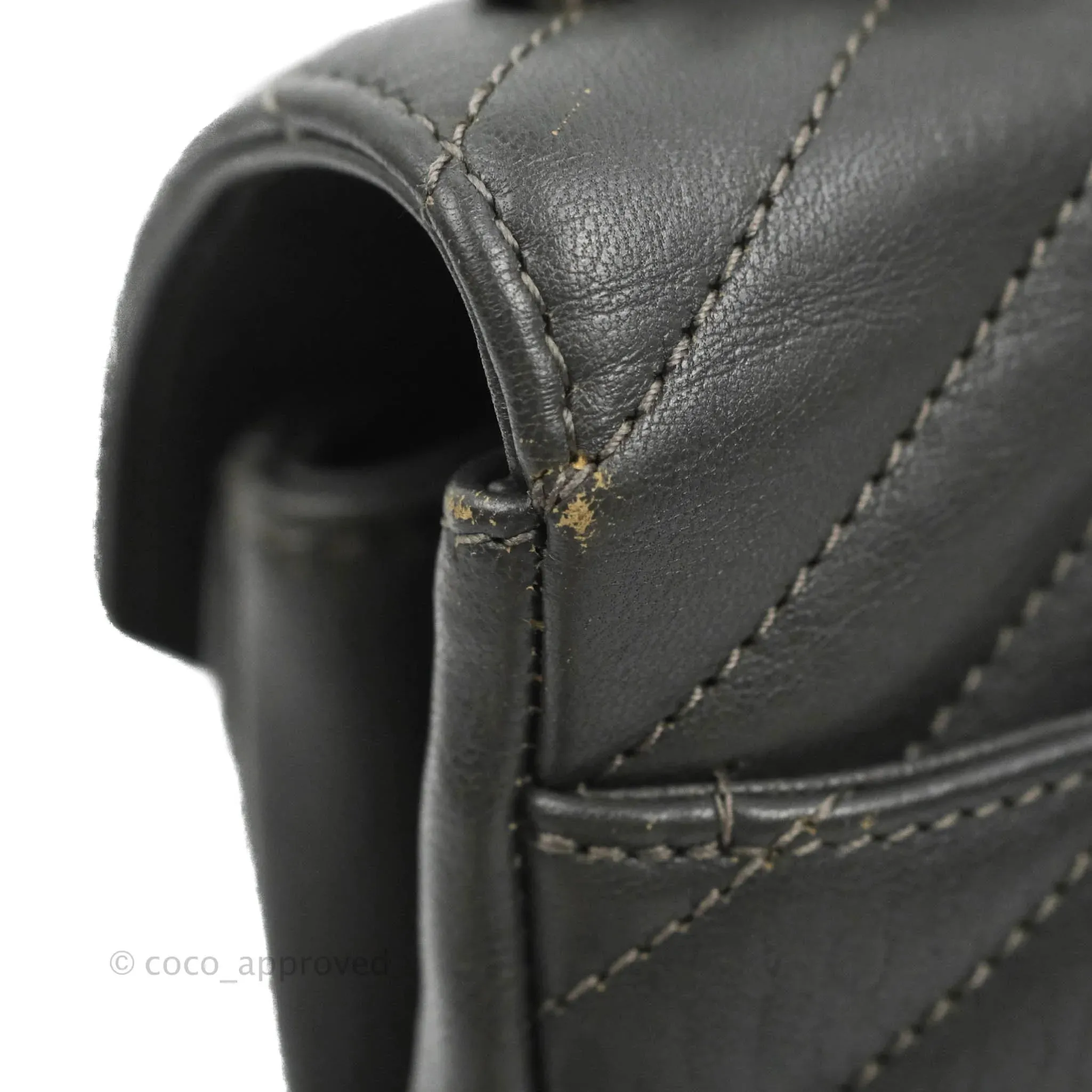 Saint Laurent Chevron Medium College Grey Chain Bag Ruthenium Hardware