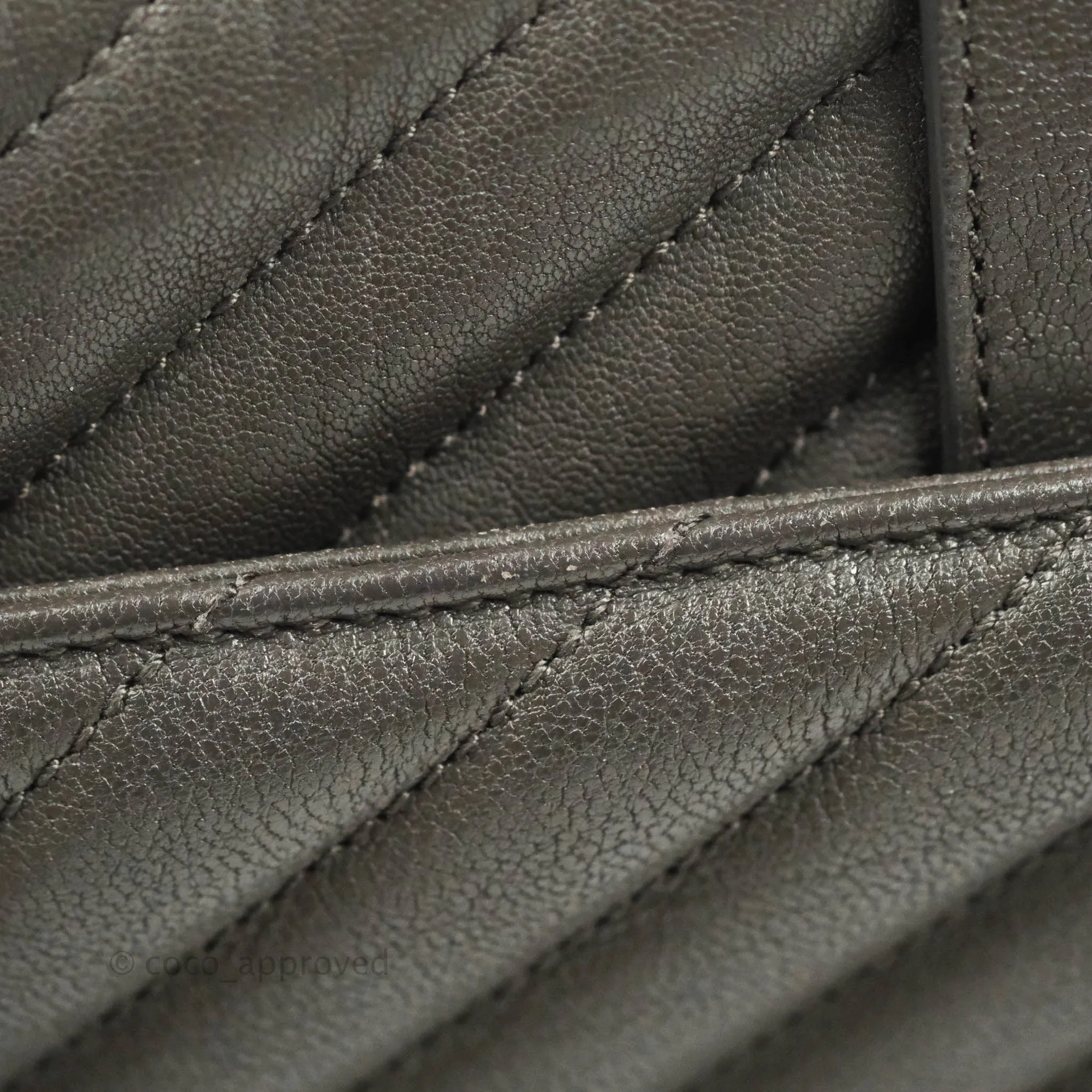 Saint Laurent Chevron Medium College Grey Chain Bag Ruthenium Hardware