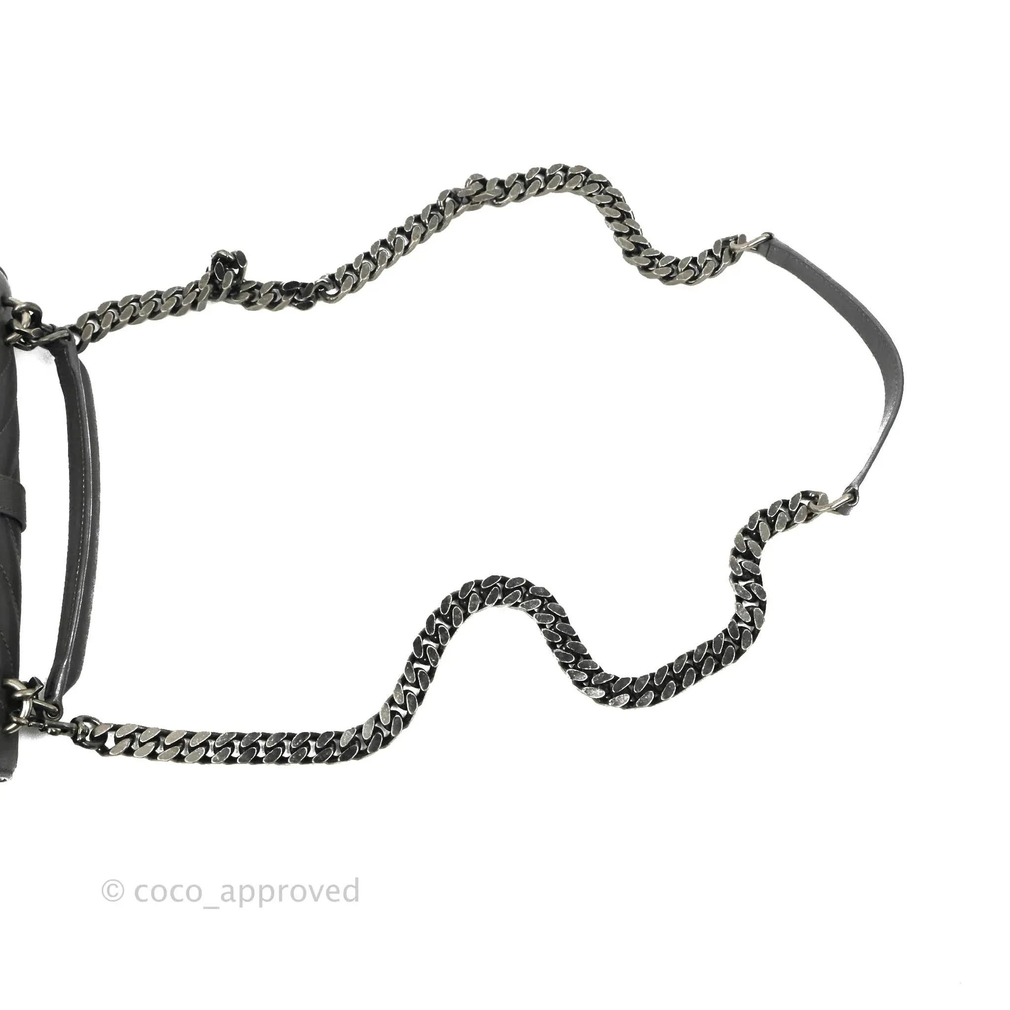 Saint Laurent Chevron Medium College Grey Chain Bag Ruthenium Hardware