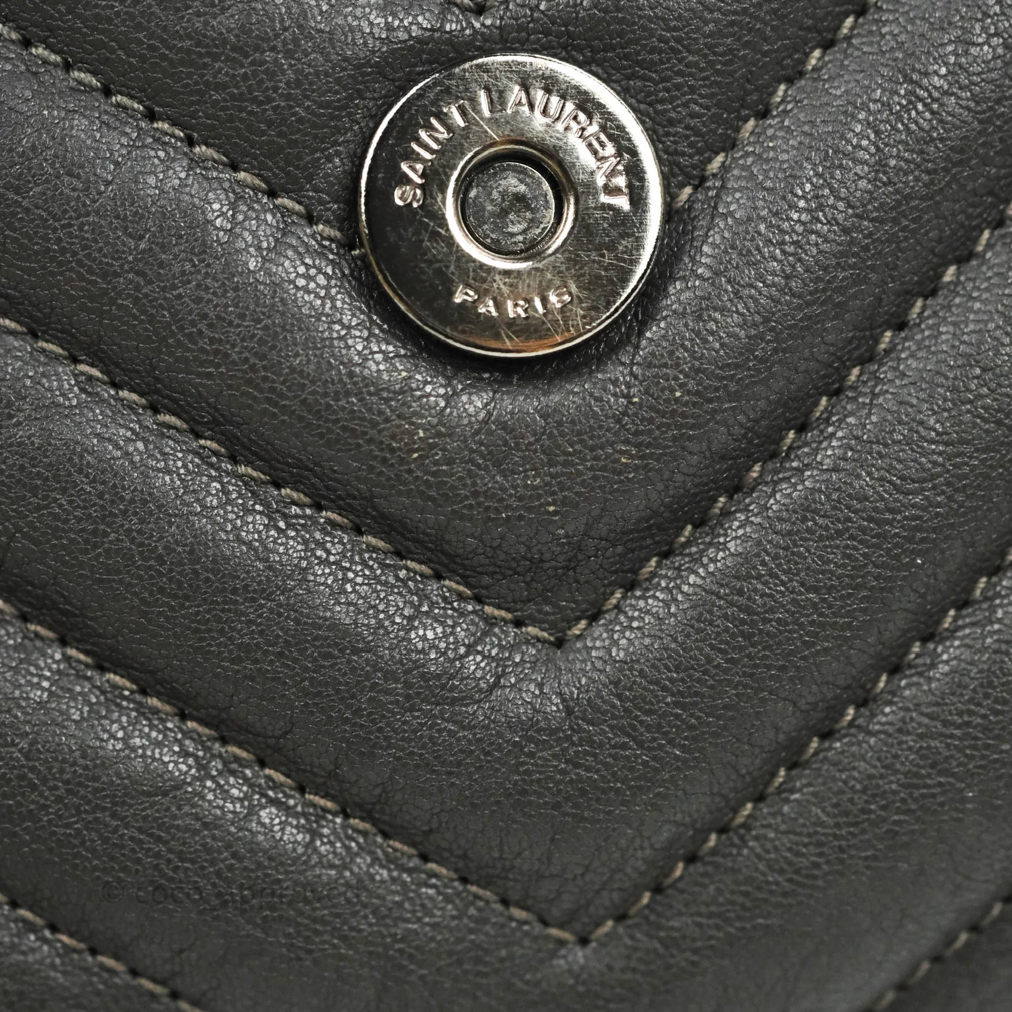 Saint Laurent Chevron Medium College Grey Chain Bag Ruthenium Hardware
