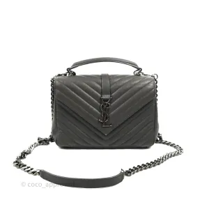 Saint Laurent Chevron Medium College Grey Chain Bag Ruthenium Hardware