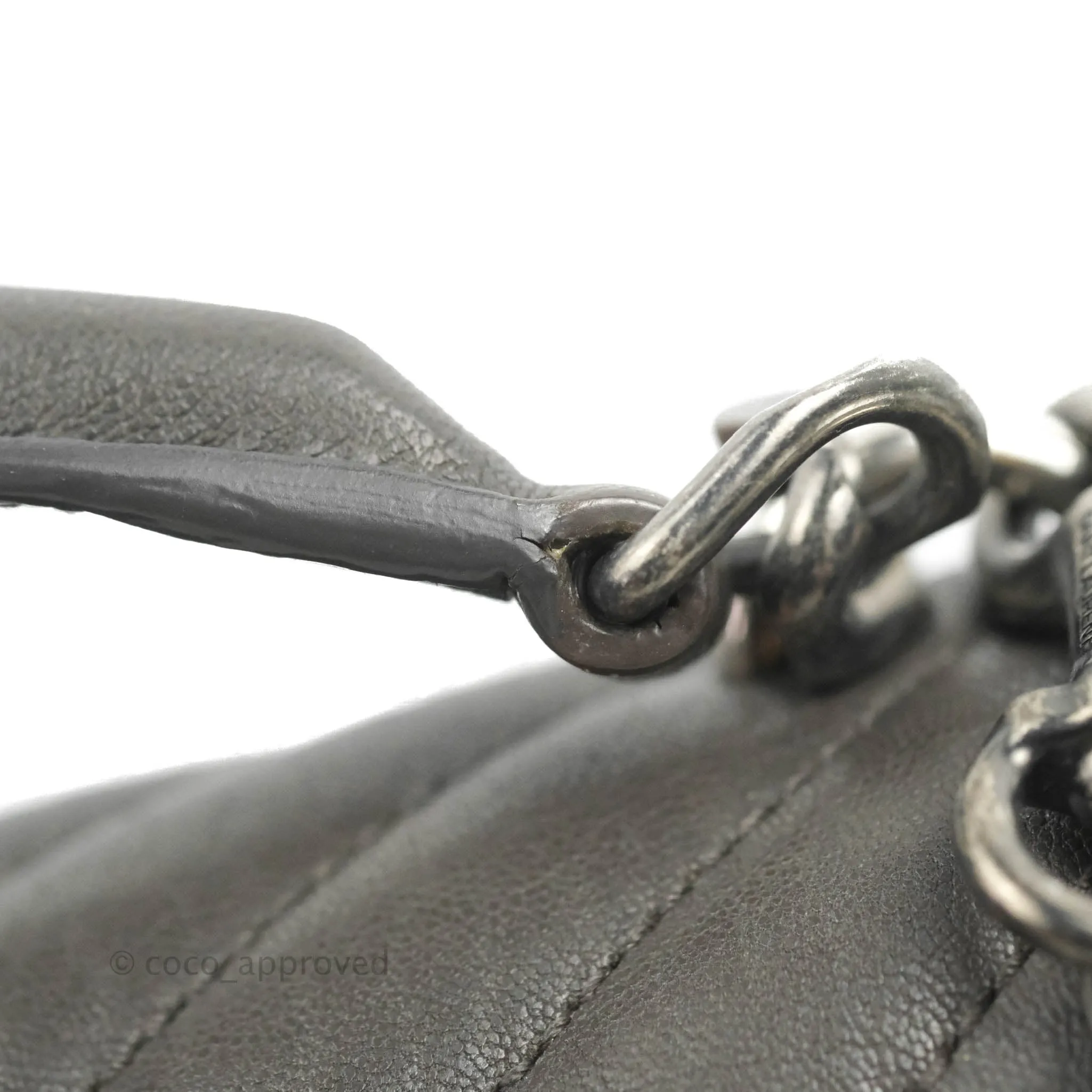 Saint Laurent Chevron Medium College Grey Chain Bag Ruthenium Hardware