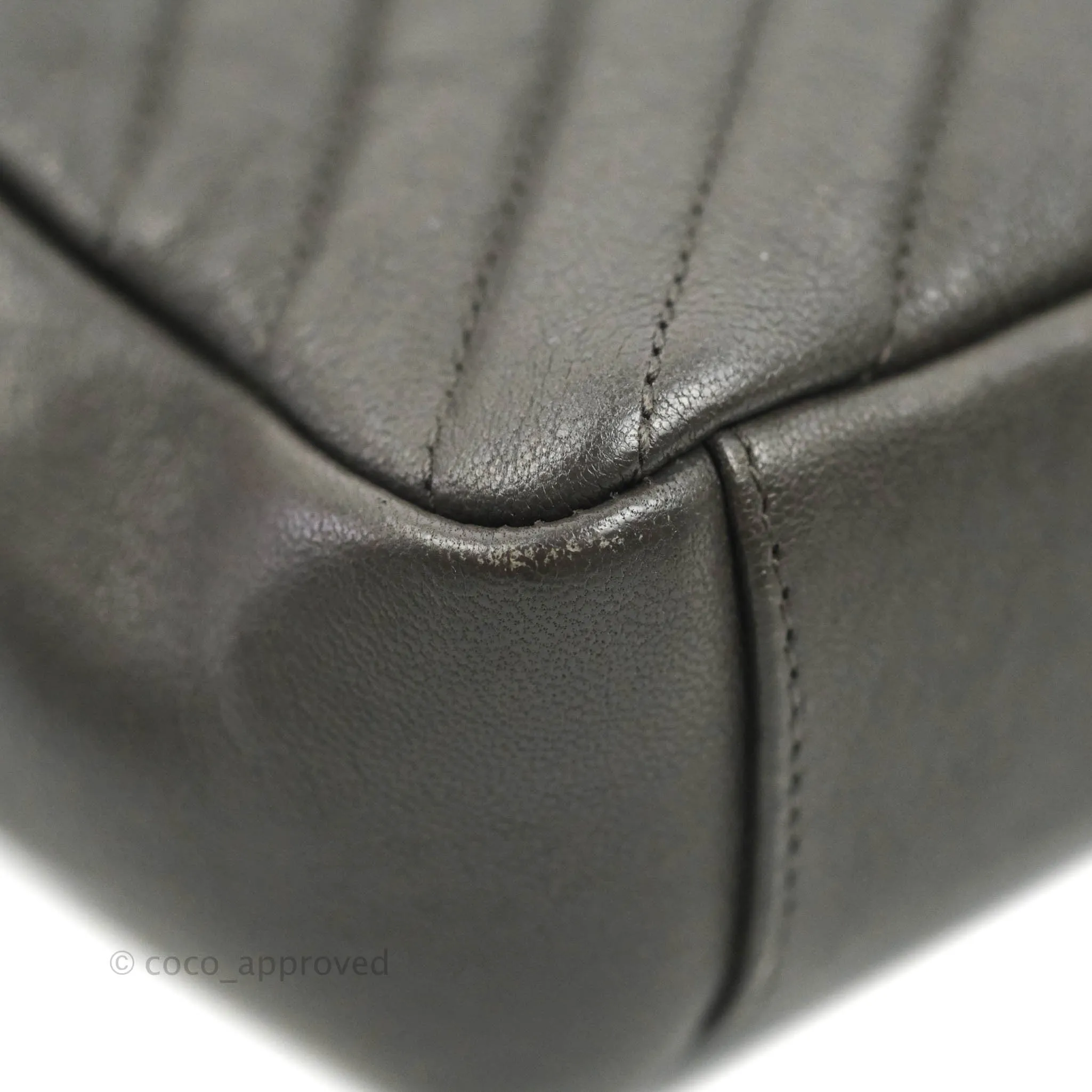 Saint Laurent Chevron Medium College Grey Chain Bag Ruthenium Hardware