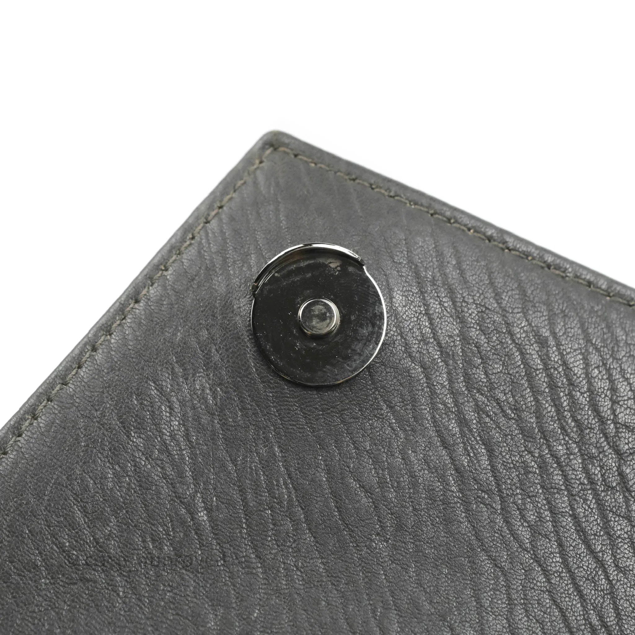 Saint Laurent Chevron Medium College Grey Chain Bag Ruthenium Hardware