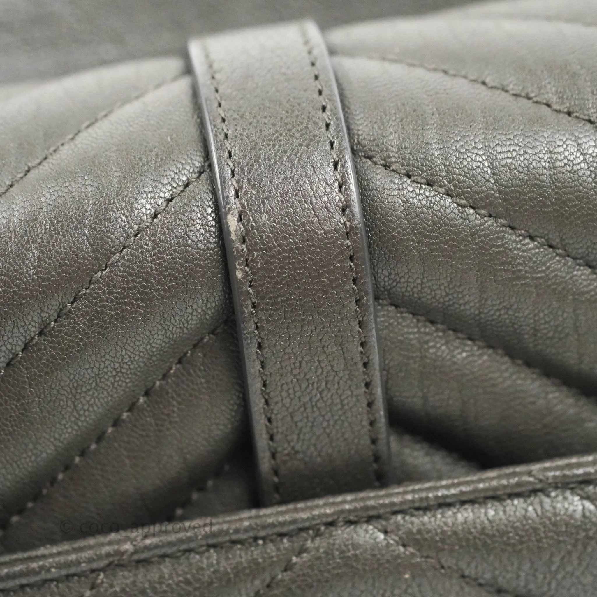 Saint Laurent Chevron Medium College Grey Chain Bag Ruthenium Hardware