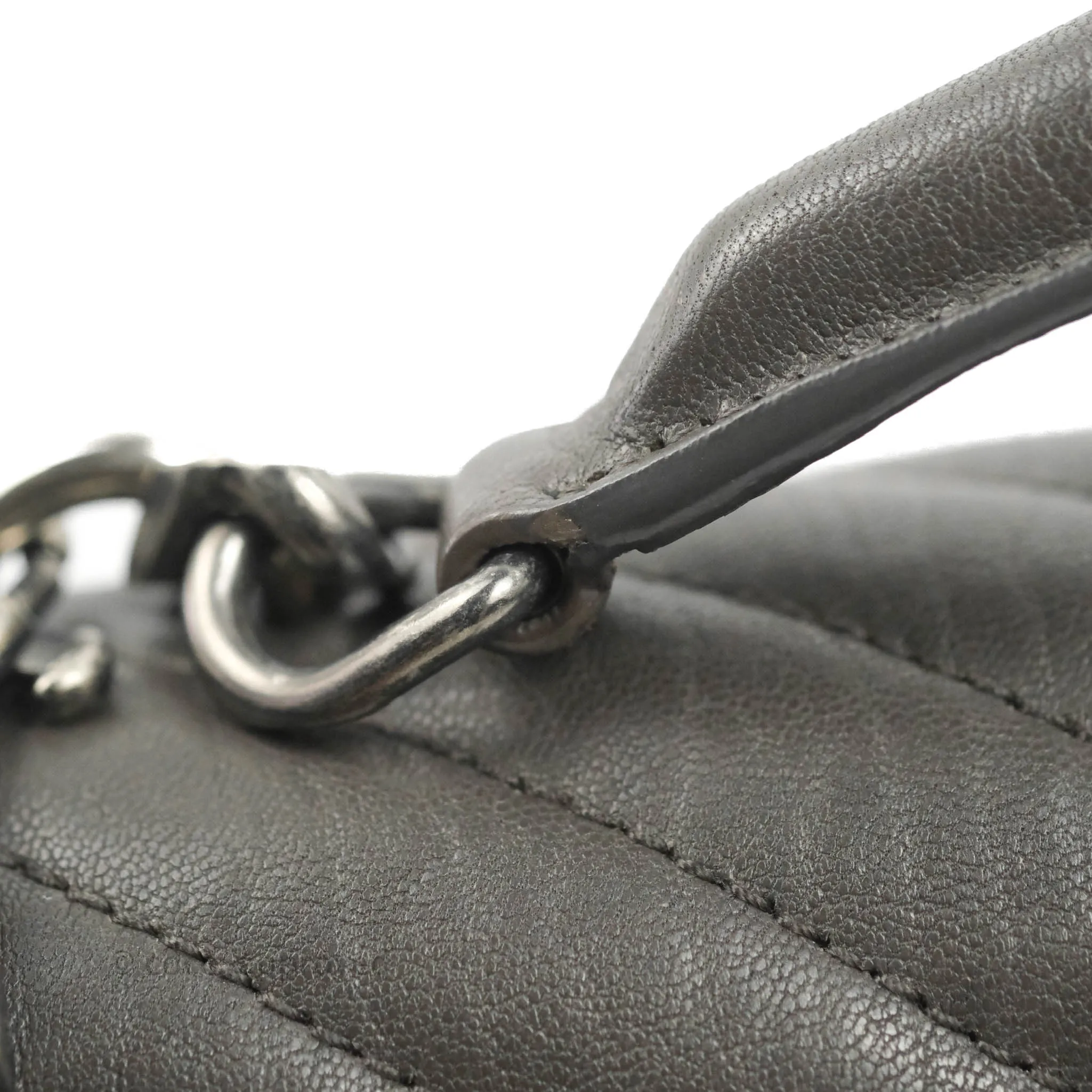 Saint Laurent Chevron Medium College Grey Chain Bag Ruthenium Hardware
