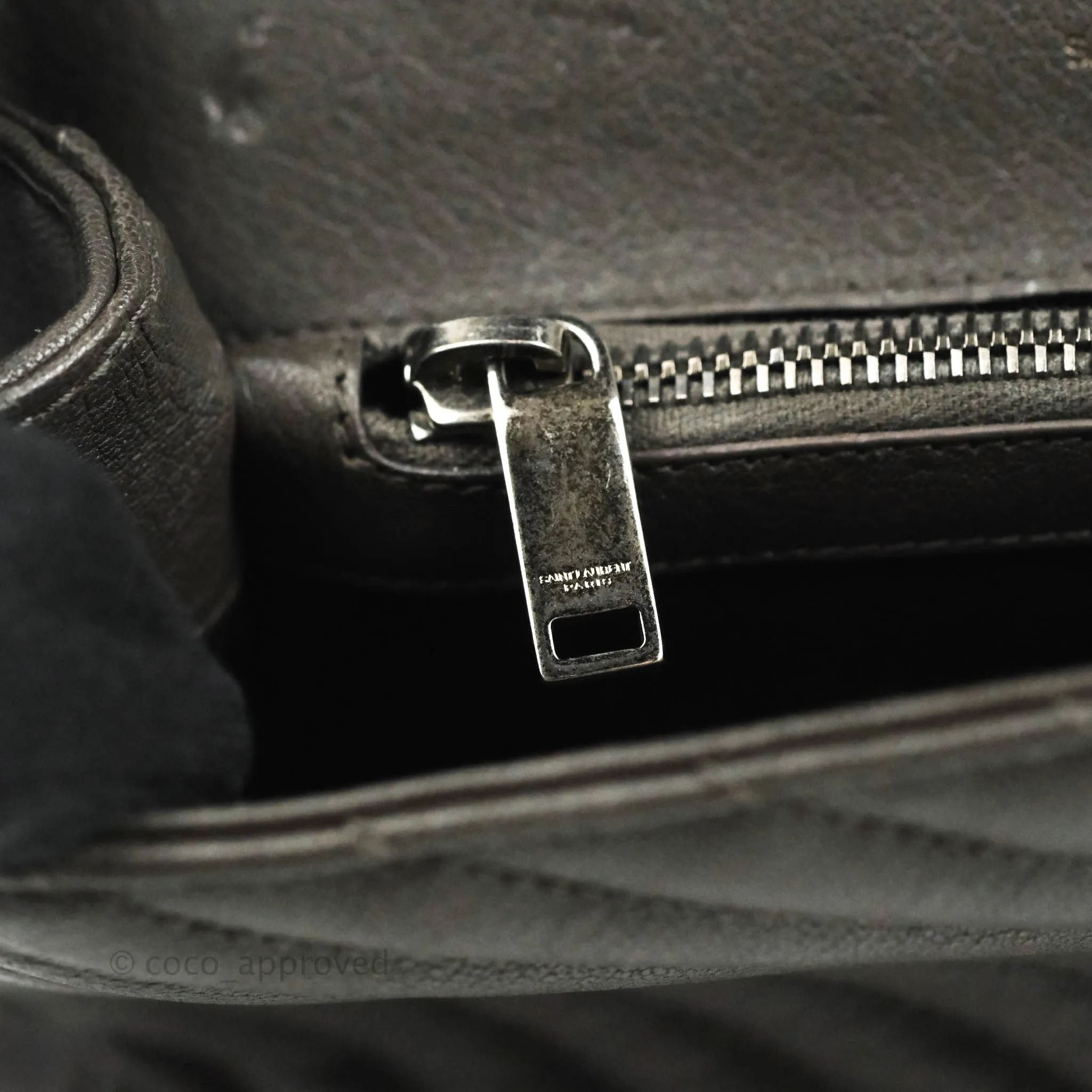 Saint Laurent Chevron Medium College Grey Chain Bag Ruthenium Hardware