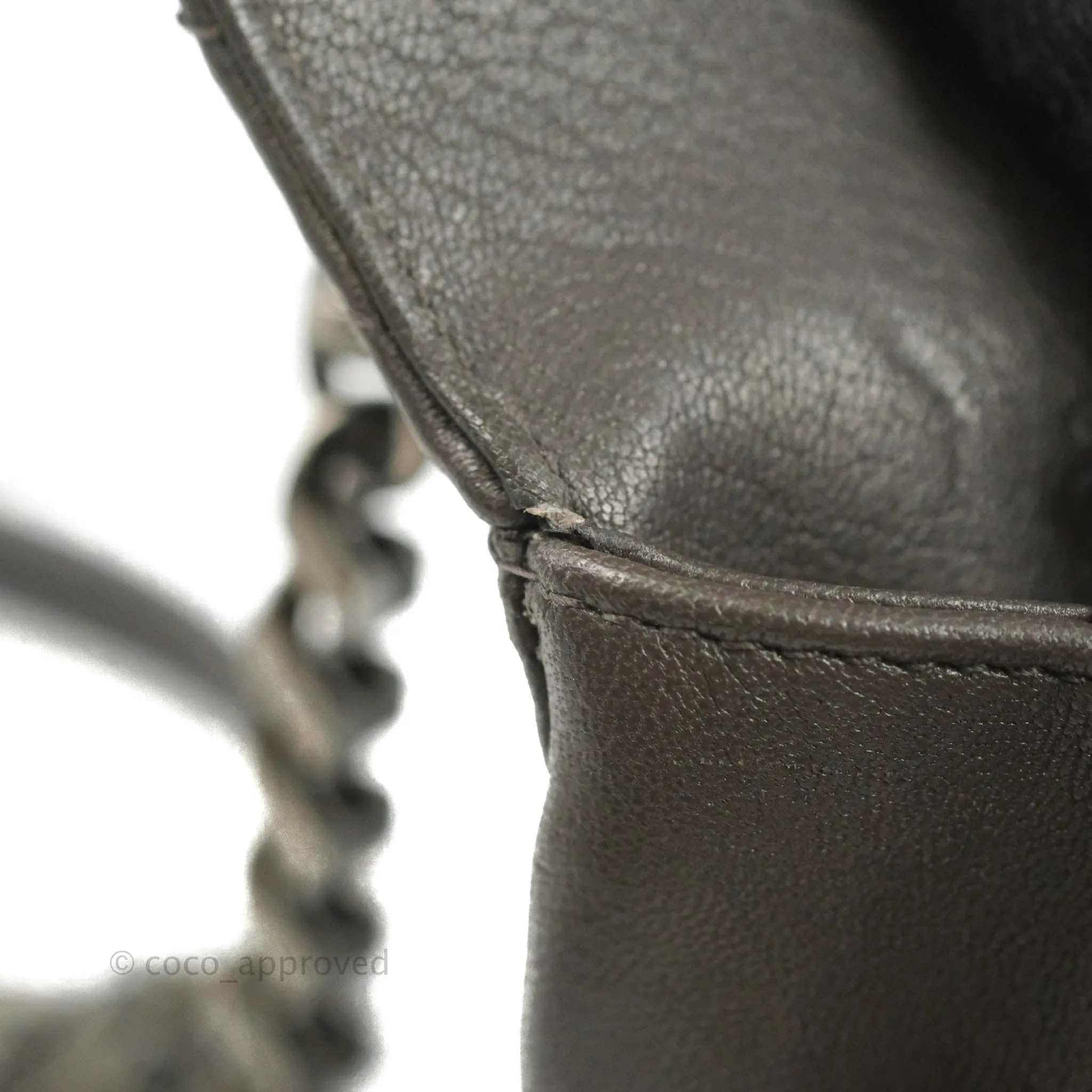 Saint Laurent Chevron Medium College Grey Chain Bag Ruthenium Hardware