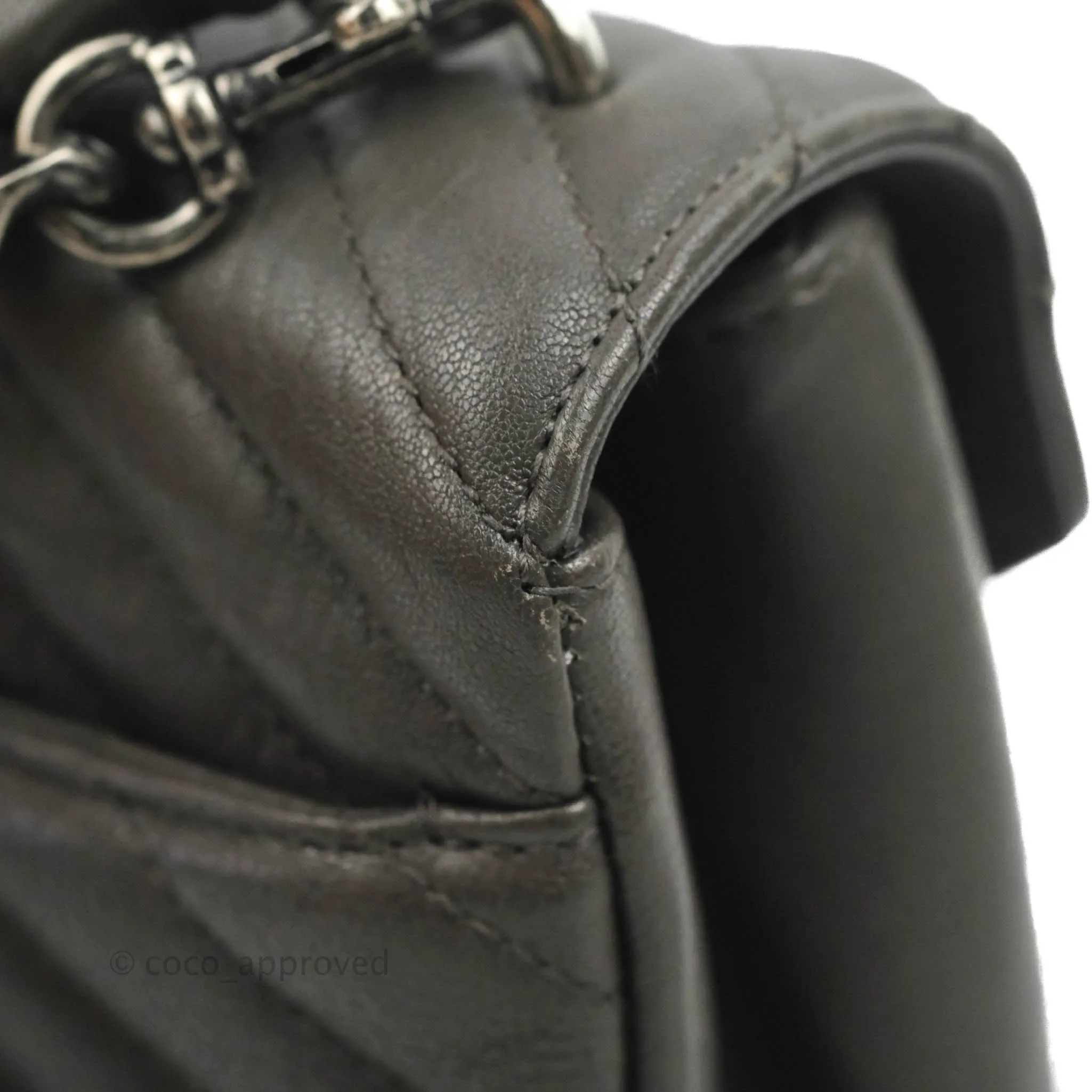 Saint Laurent Chevron Medium College Grey Chain Bag Ruthenium Hardware
