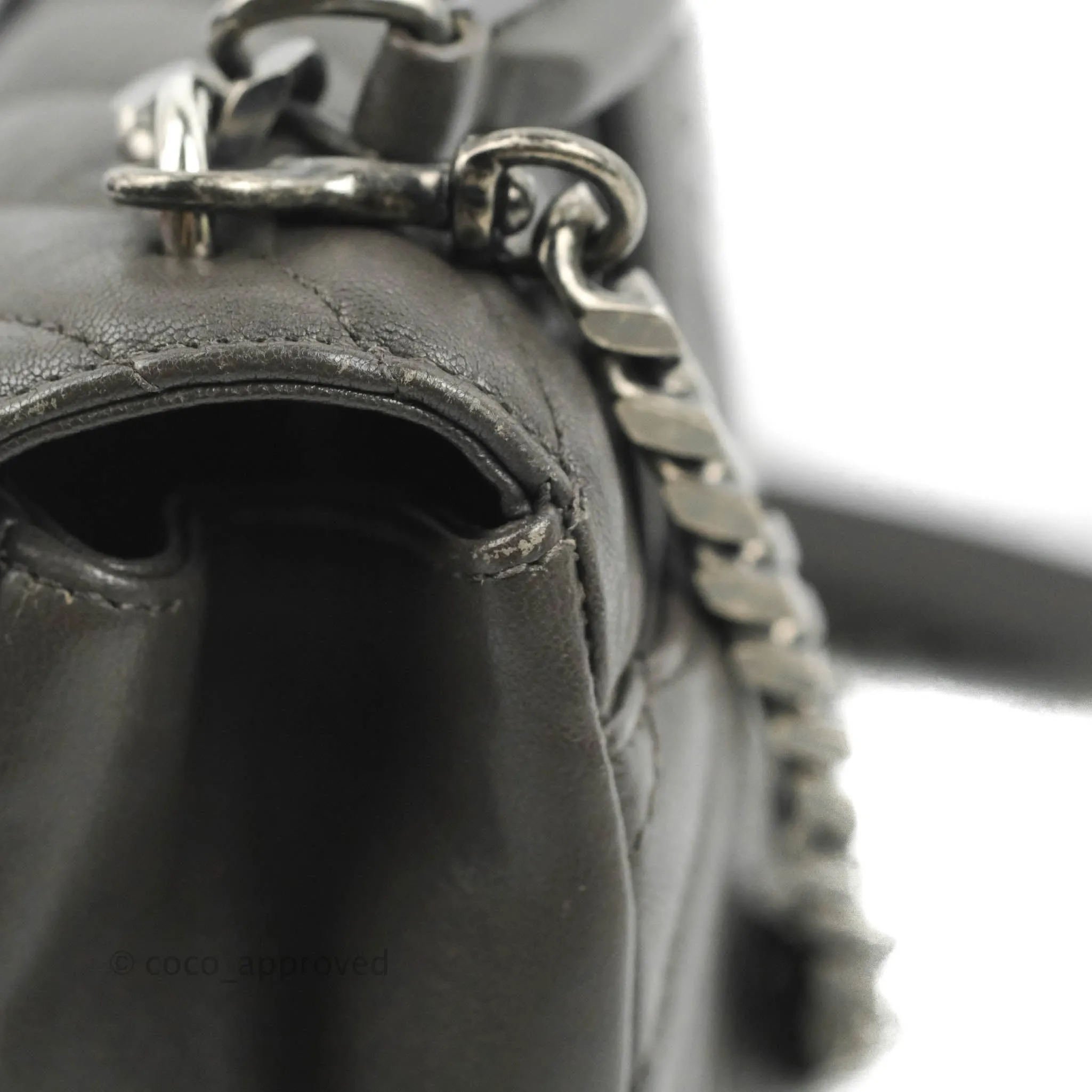 Saint Laurent Chevron Medium College Grey Chain Bag Ruthenium Hardware