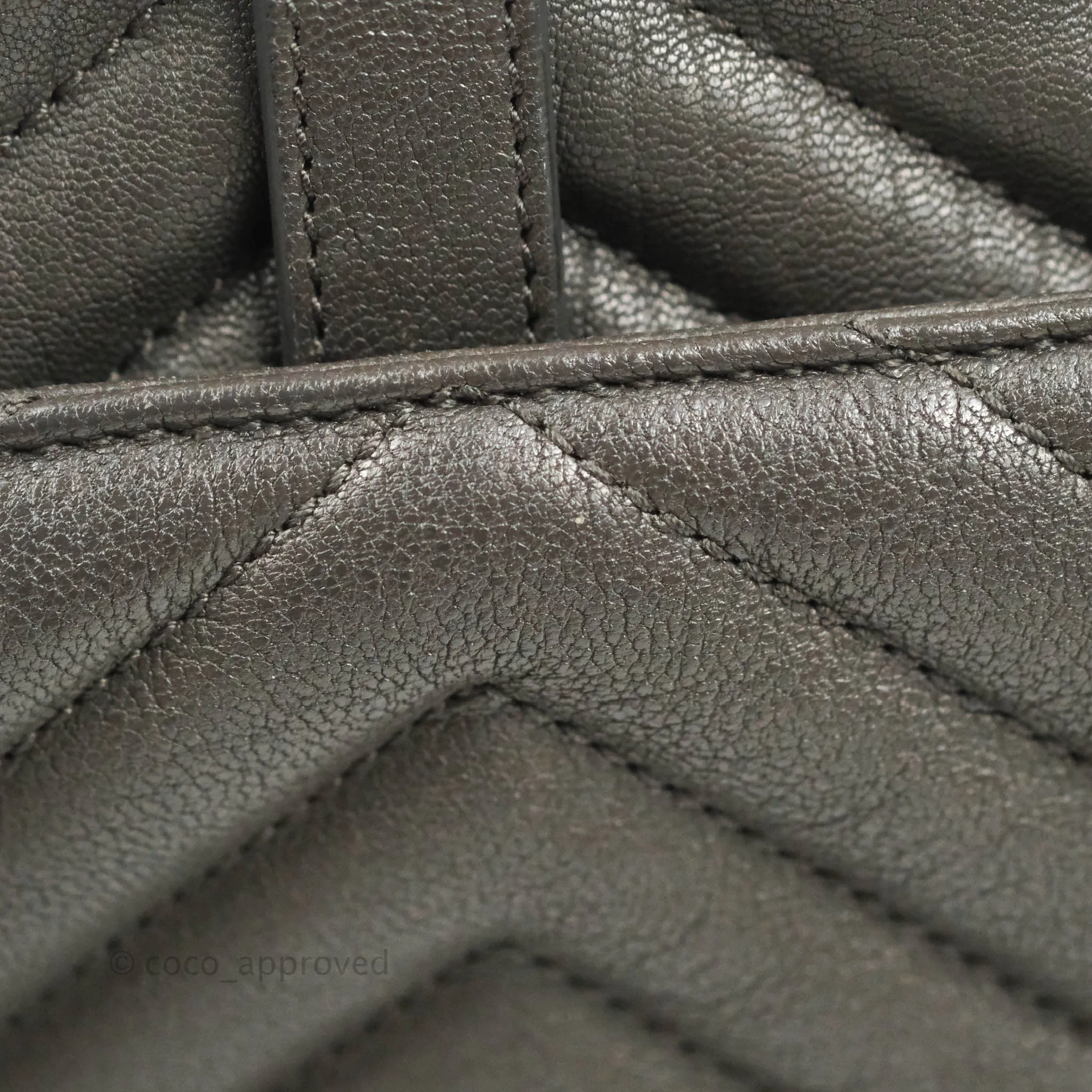 Saint Laurent Chevron Medium College Grey Chain Bag Ruthenium Hardware