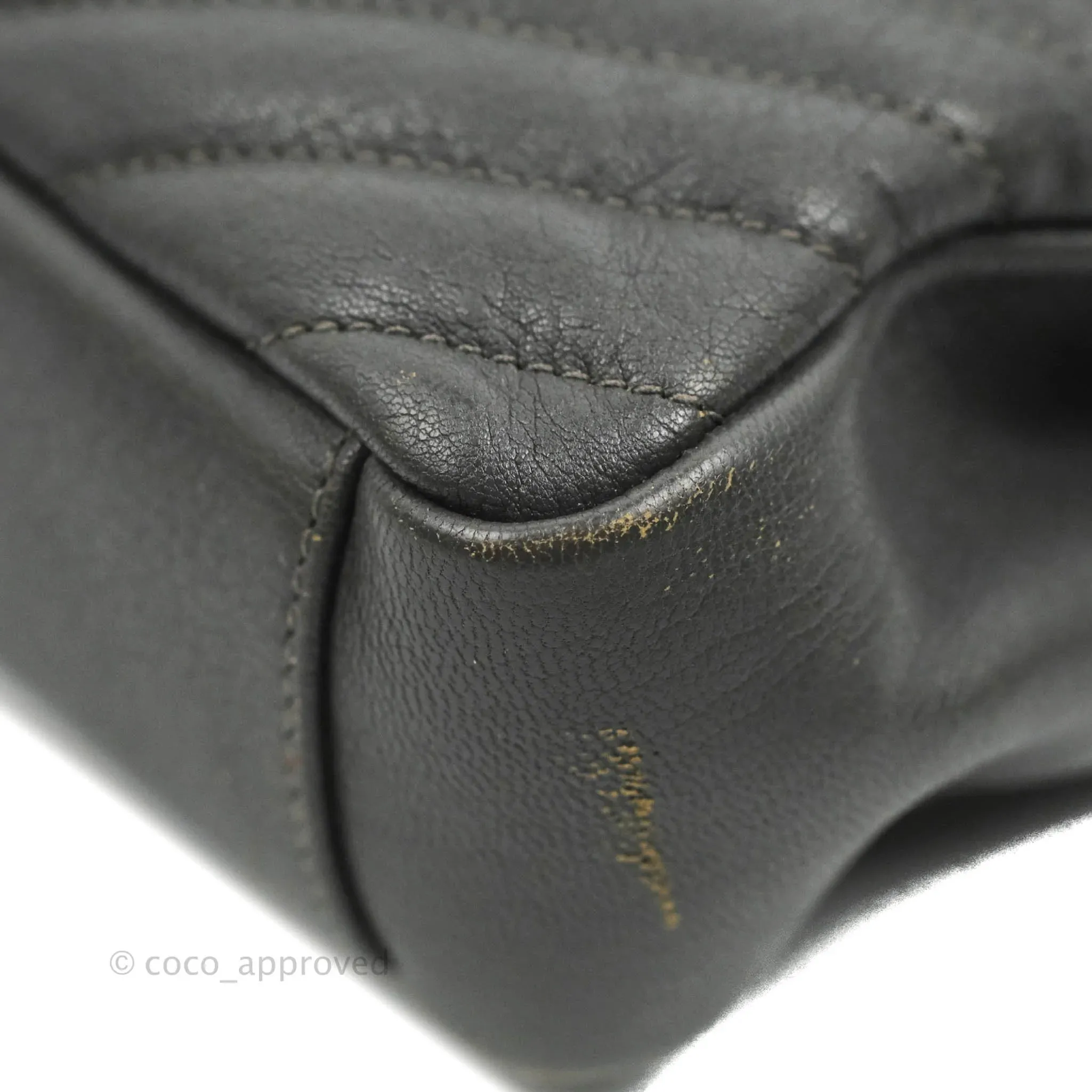 Saint Laurent Chevron Medium College Grey Chain Bag Ruthenium Hardware