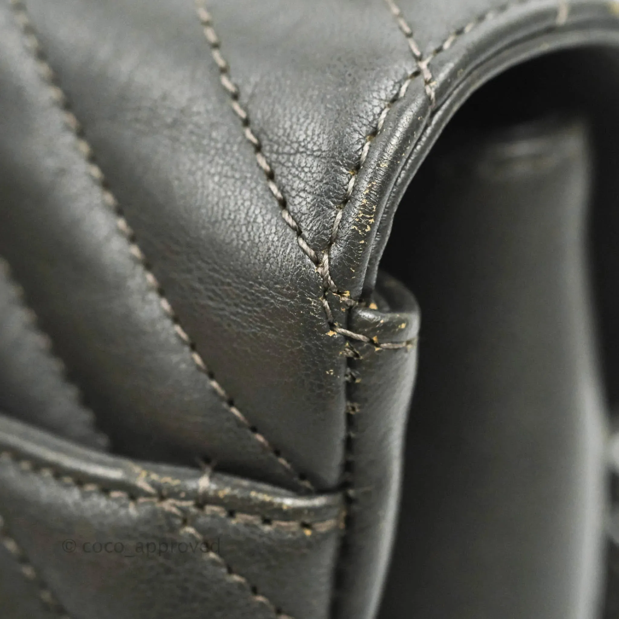 Saint Laurent Chevron Medium College Grey Chain Bag Ruthenium Hardware
