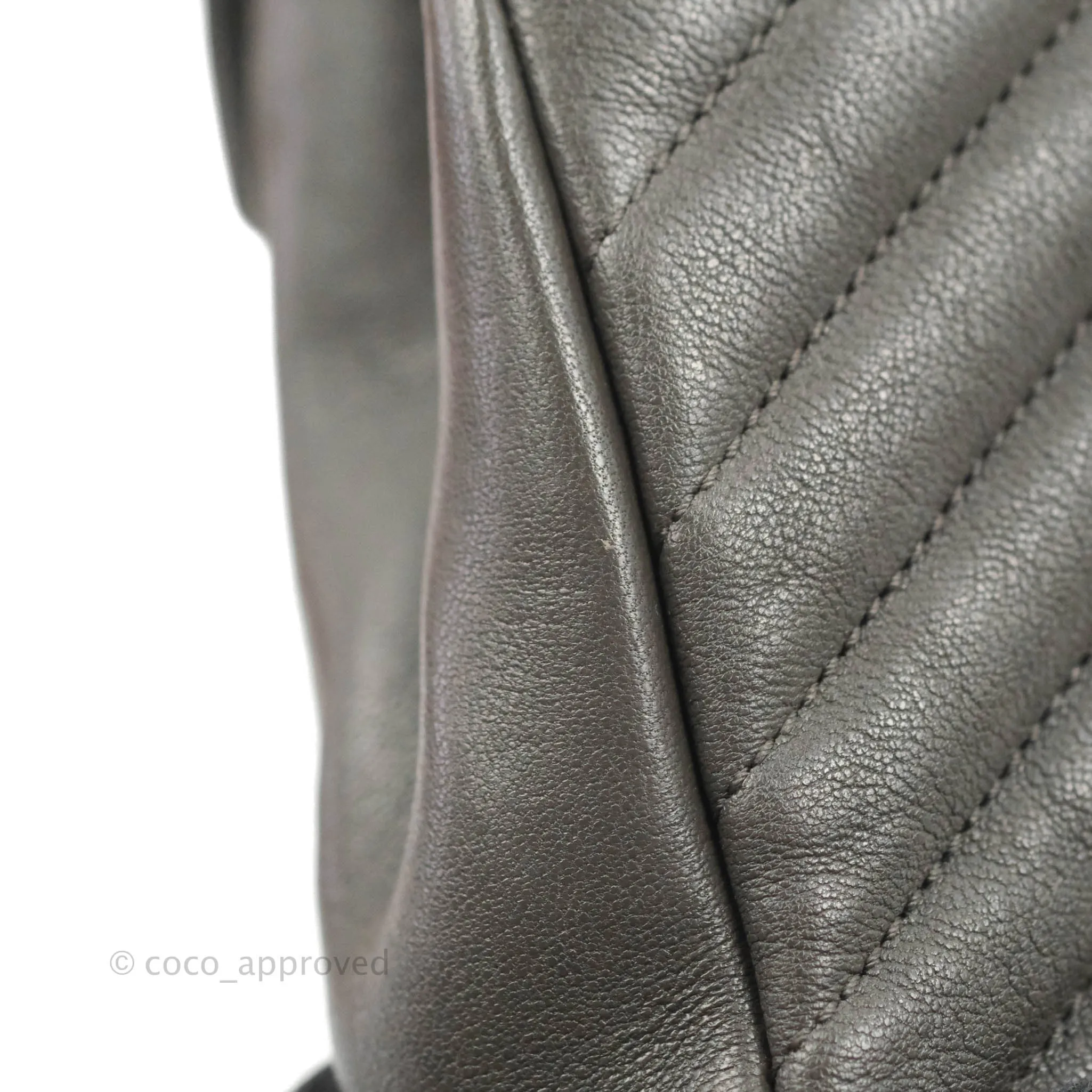 Saint Laurent Chevron Medium College Grey Chain Bag Ruthenium Hardware
