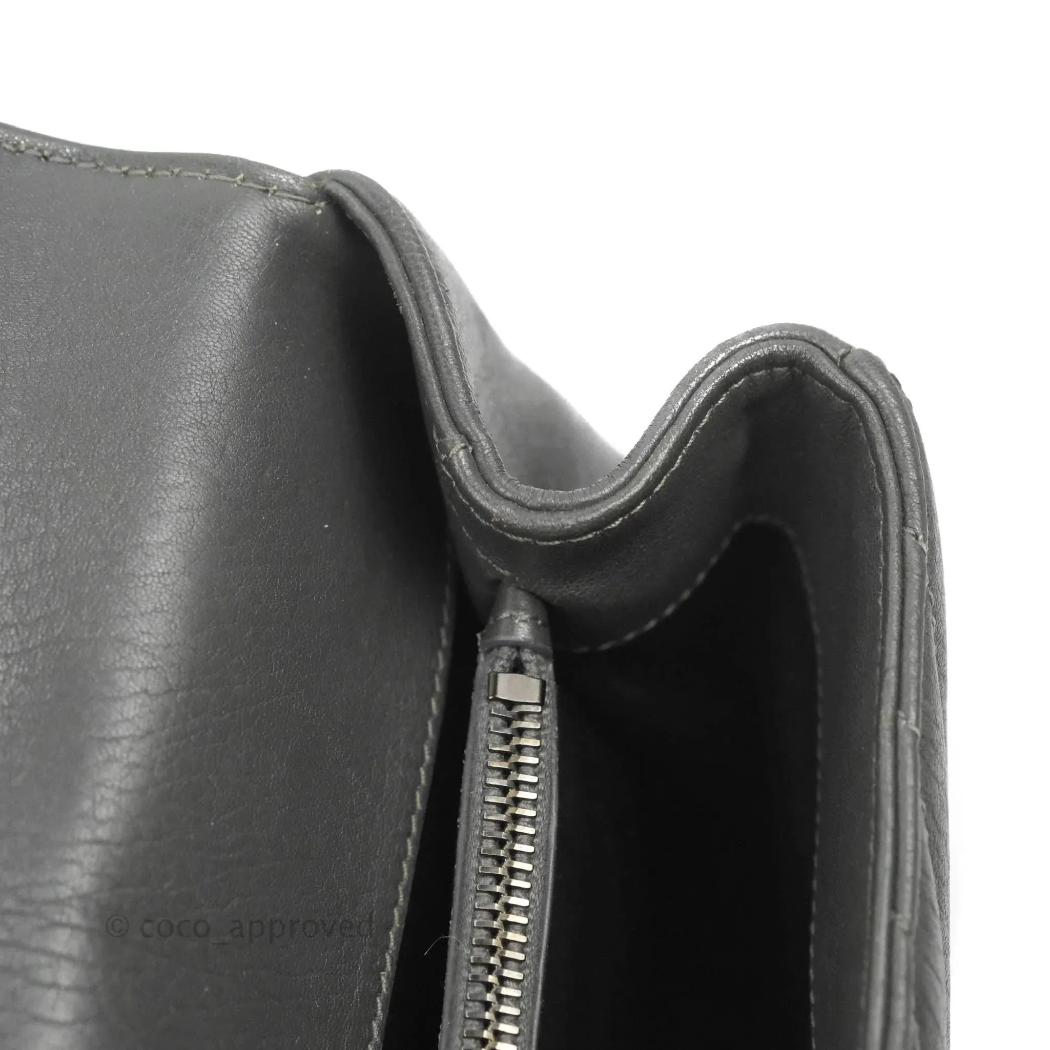 Saint Laurent Chevron Medium College Grey Chain Bag Ruthenium Hardware